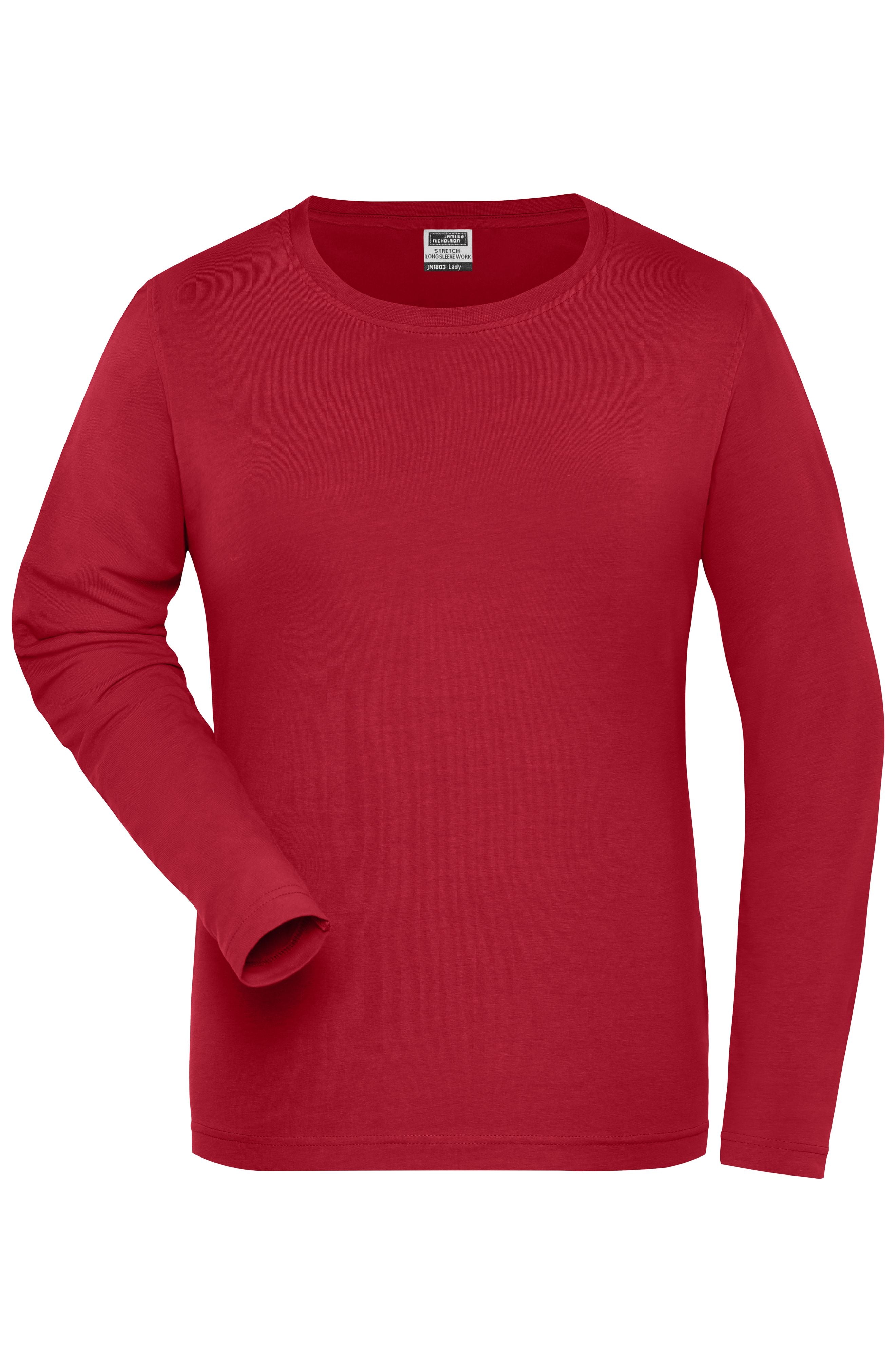 JN1803 - Ladies' BIO Stretch-Longsleeve Work - SOLID - in red Größe XS von Daiber