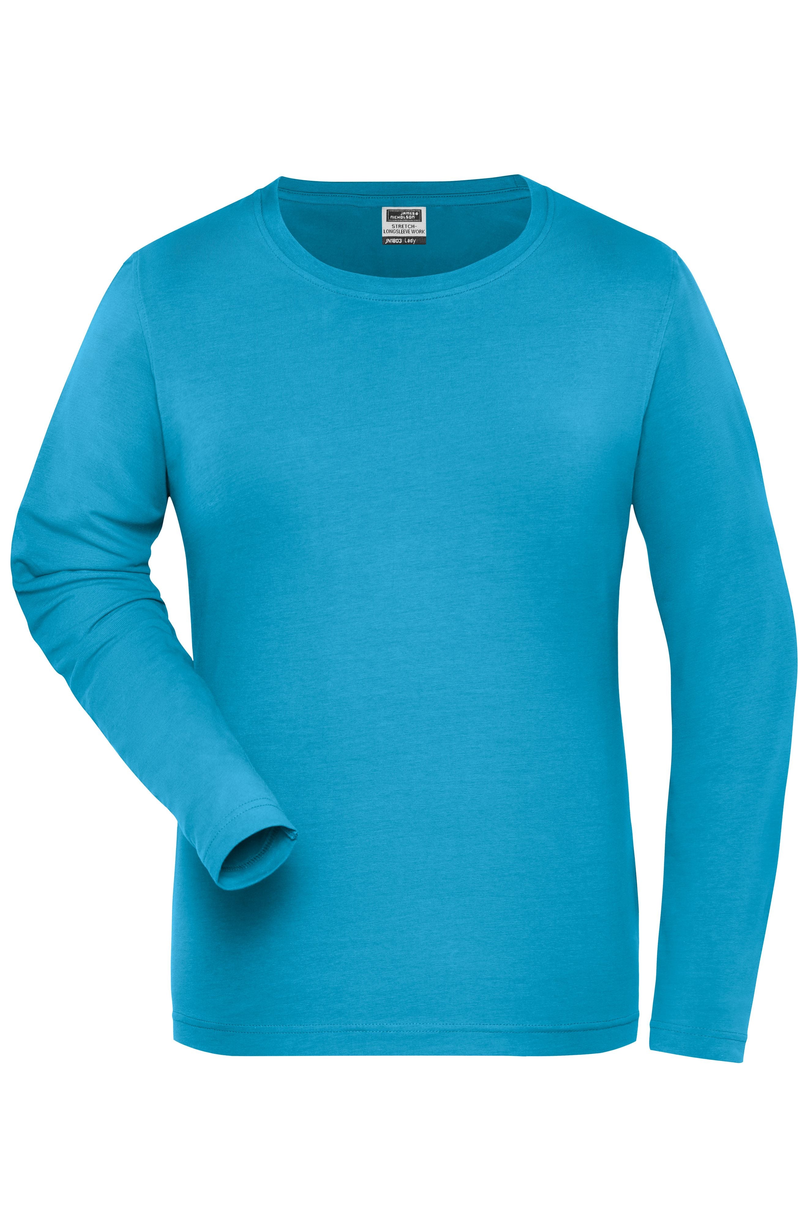 JN1803 - Ladies' BIO Stretch-Longsleeve Work - SOLID - in turquoise Größe XS von Daiber