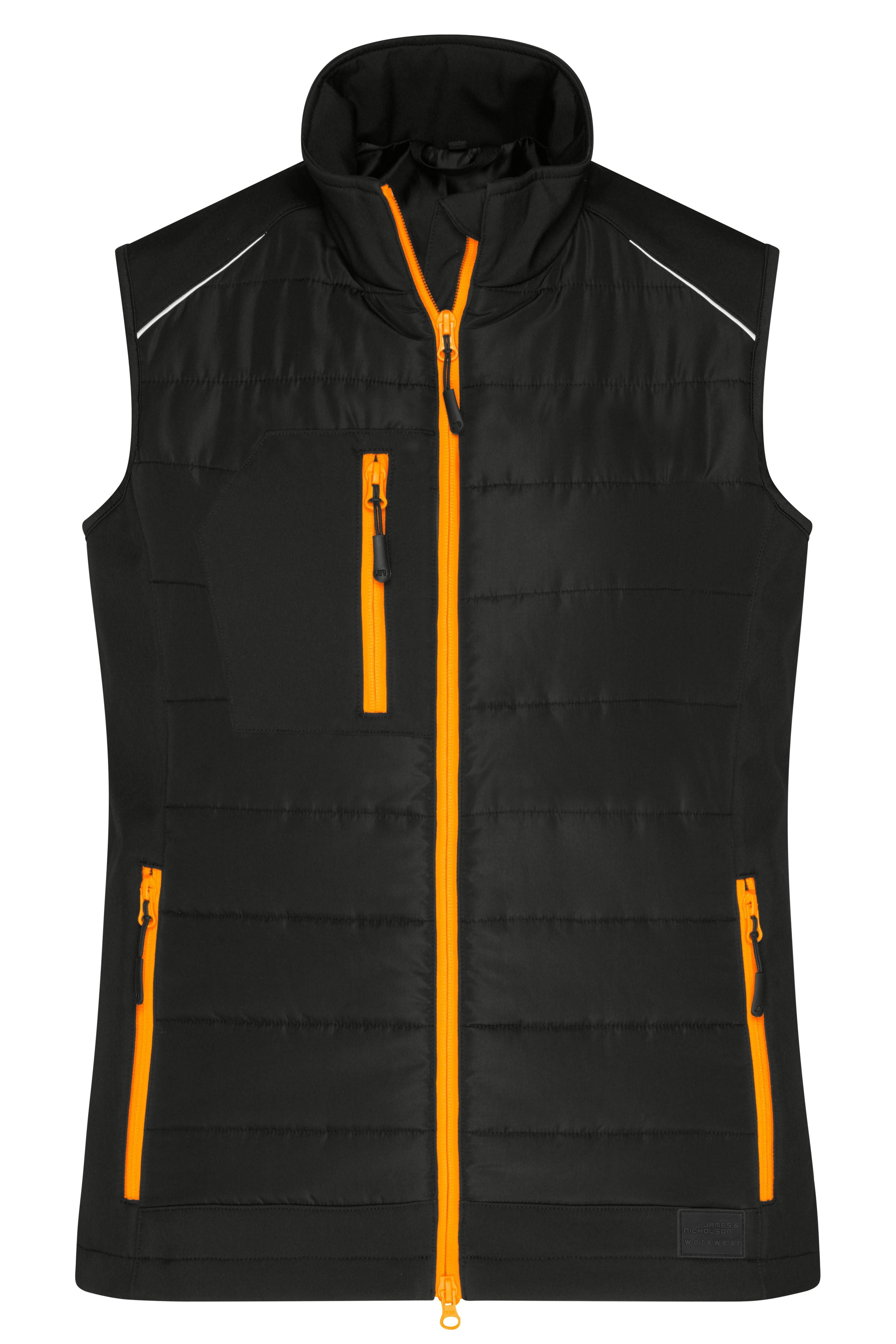 JN1821 - Ladies' Hybrid Vest in black/neon-orange Größe XS von Daiber