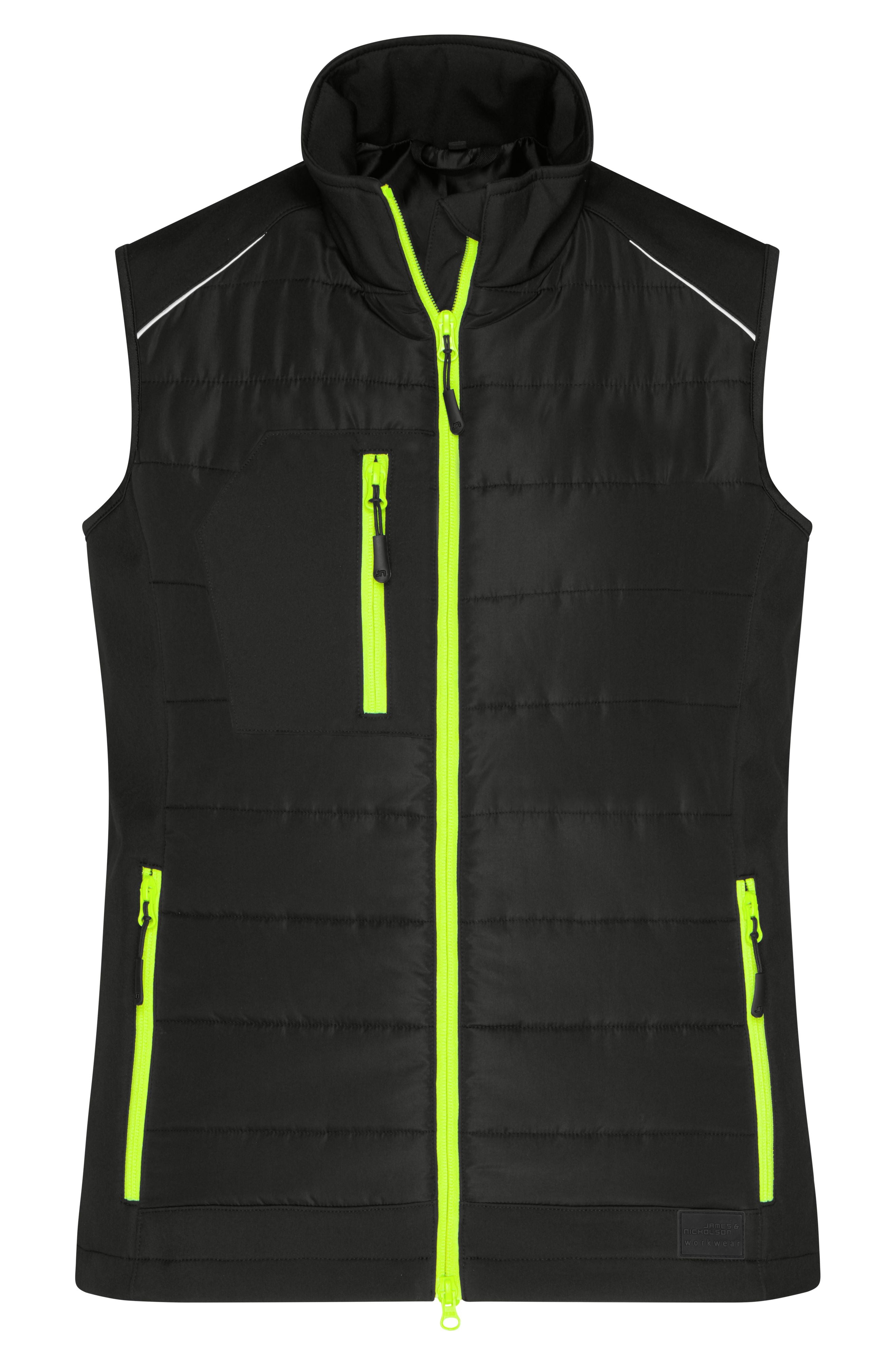 JN1821 - Ladies' Hybrid Vest in black/neon-yellow Größe XS von Daiber