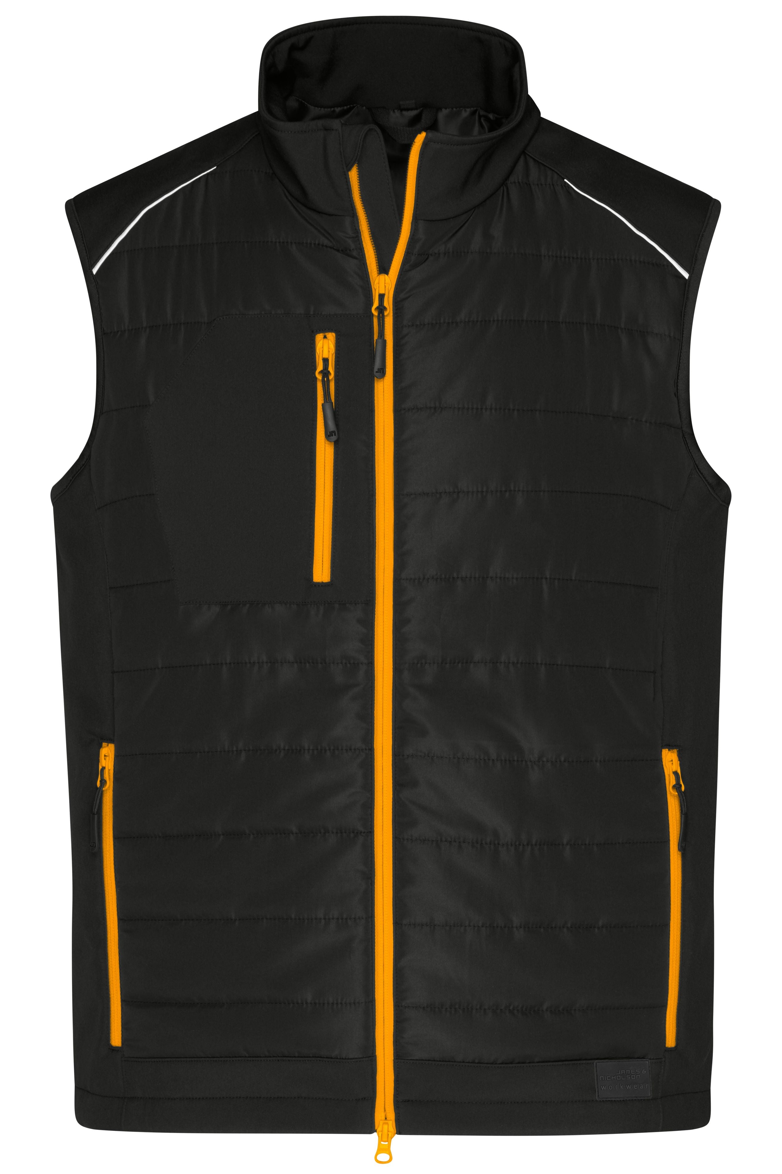 JN1822 - Men's Hybrid Vest in black/neon-orange Größe XS von Daiber