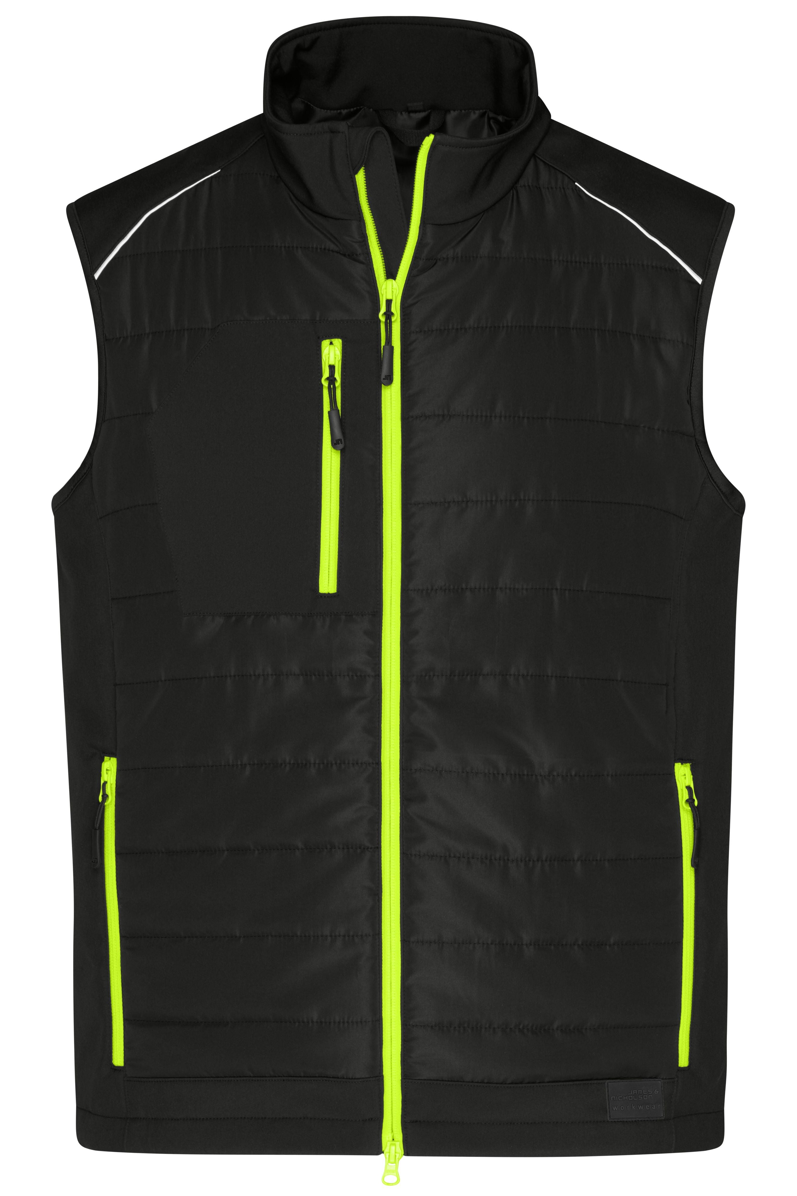 JN1822 - Men's Hybrid Vest in black/neon-yellow Größe XS von Daiber