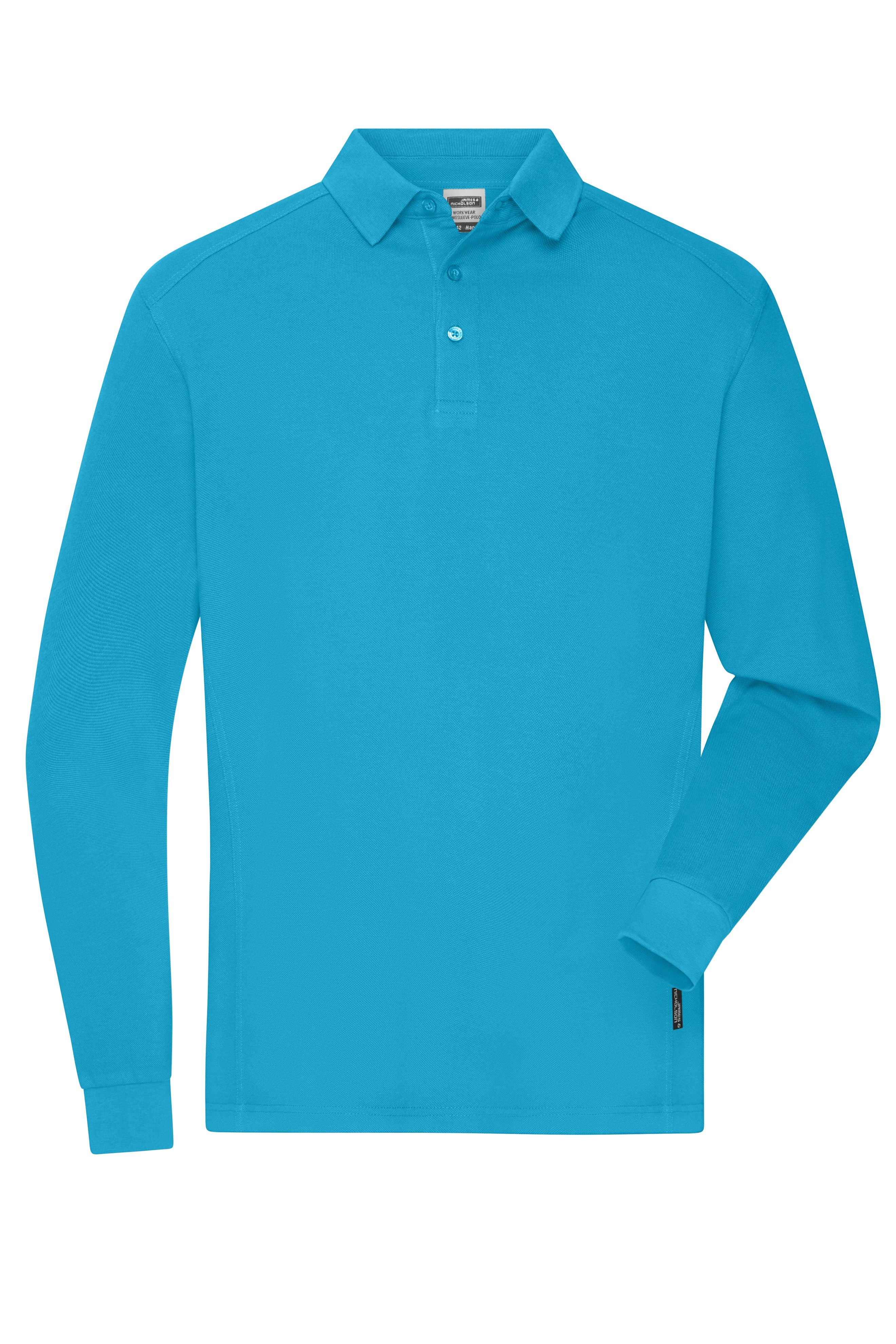 JN1842 - Men's Workwear-Longsleeve Polo in turquoise Größe XS von Daiber