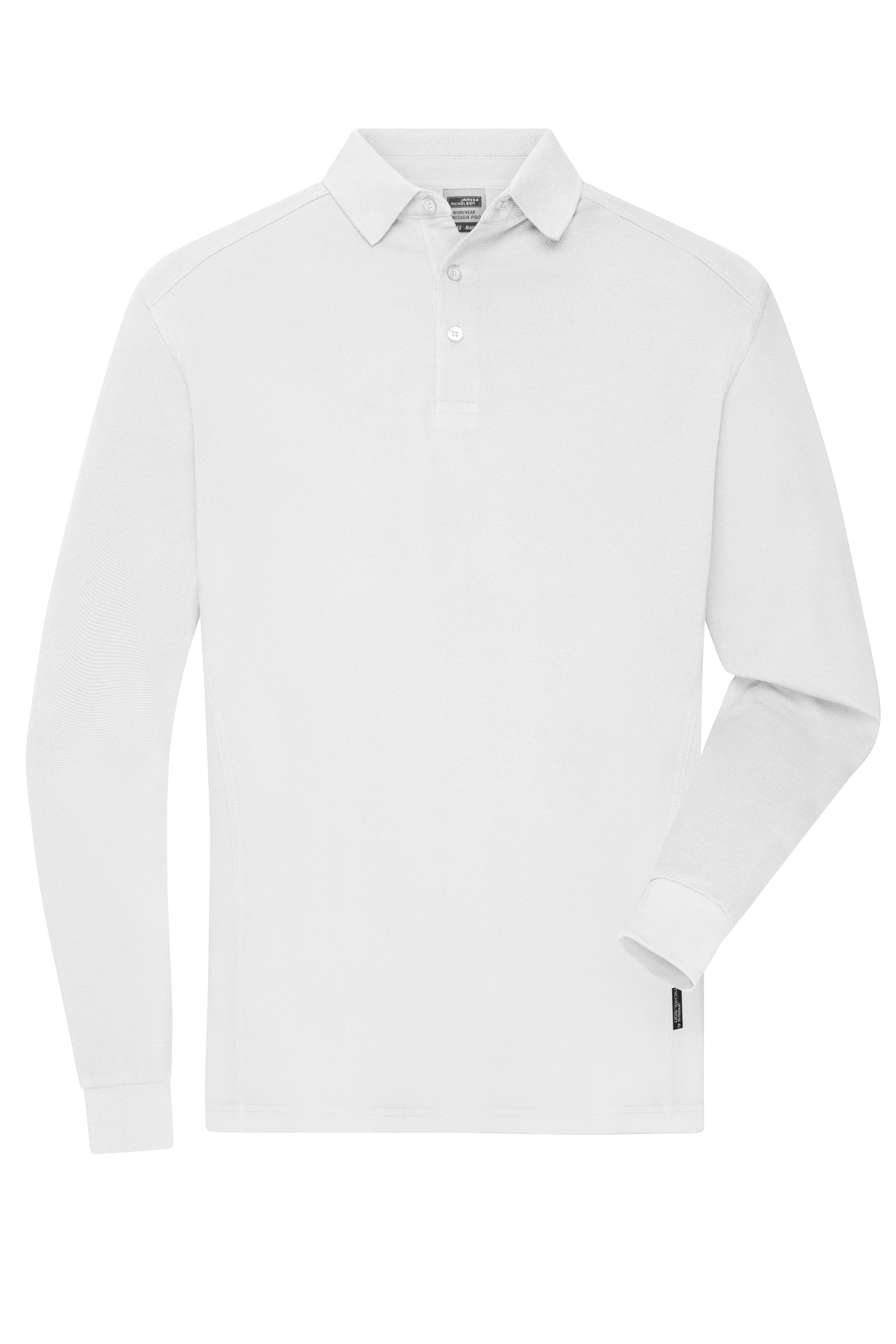JN1842 - Men's Workwear-Longsleeve Polo in white Größe XS von Daiber