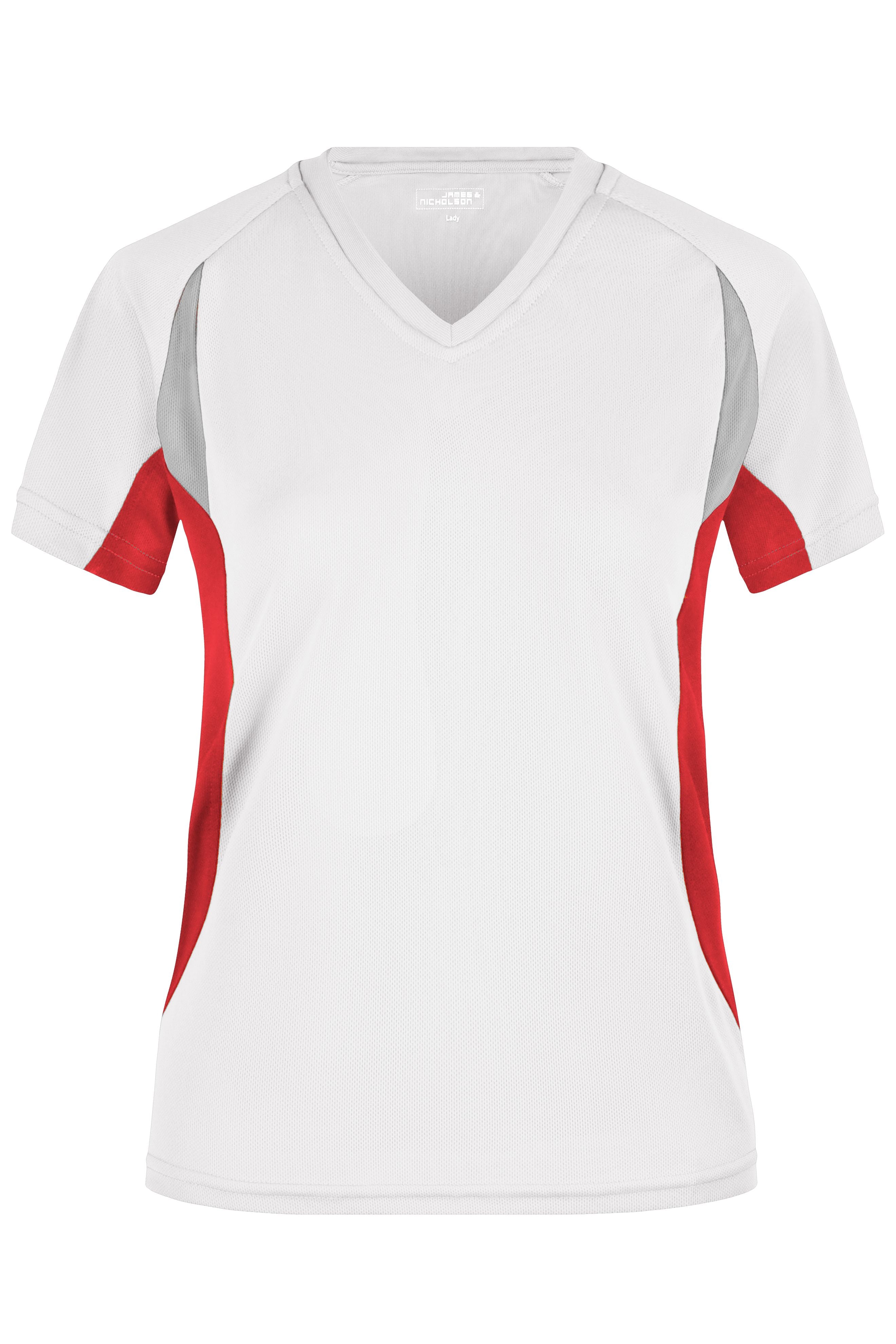 JN390 - Ladies' Running-T in white/red Größe S von Daiber