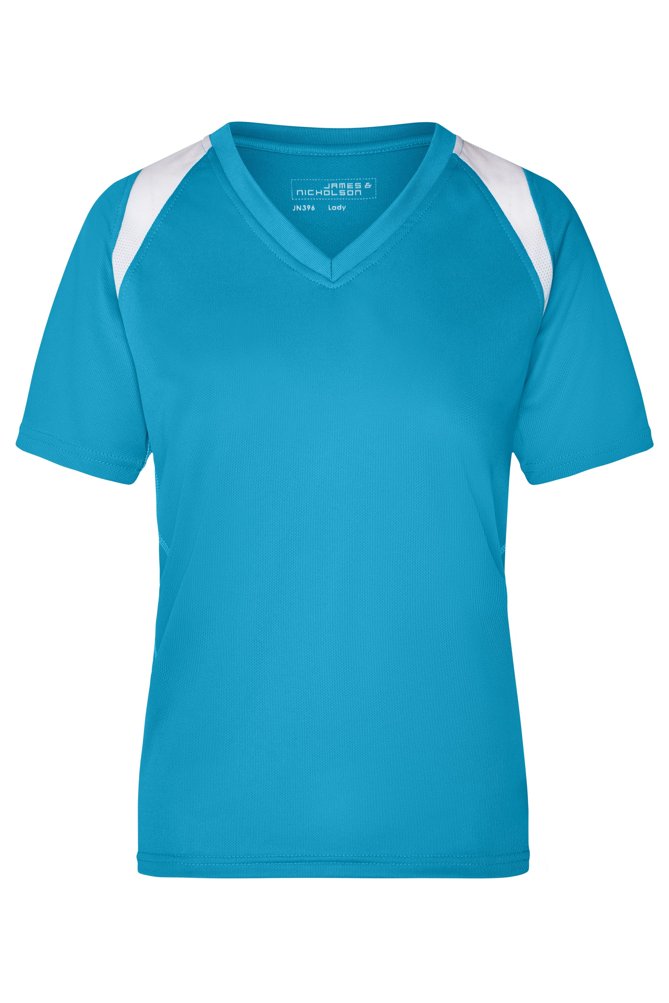 JN396 - Ladies' Running-T in turquoise/white Größe S von Daiber