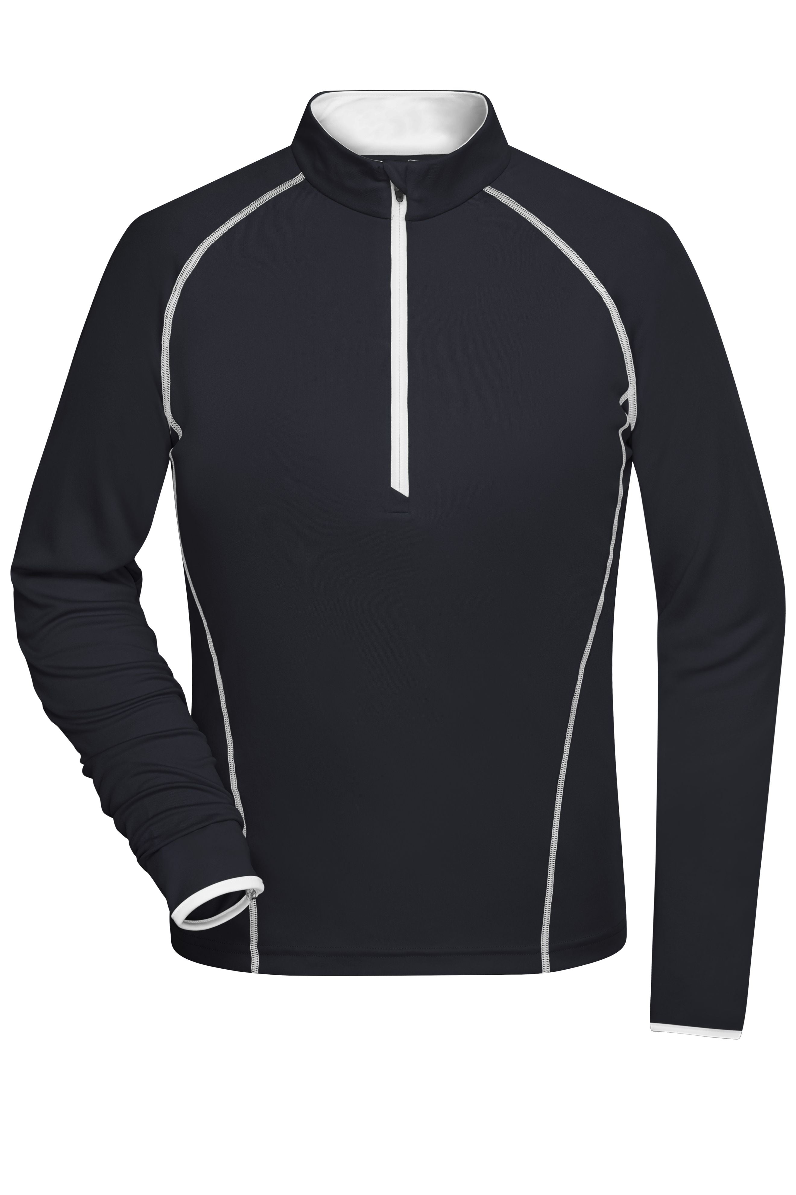 JN497 - Ladies' Sports Shirt Longsleeve in black/white Größe XS von Daiber