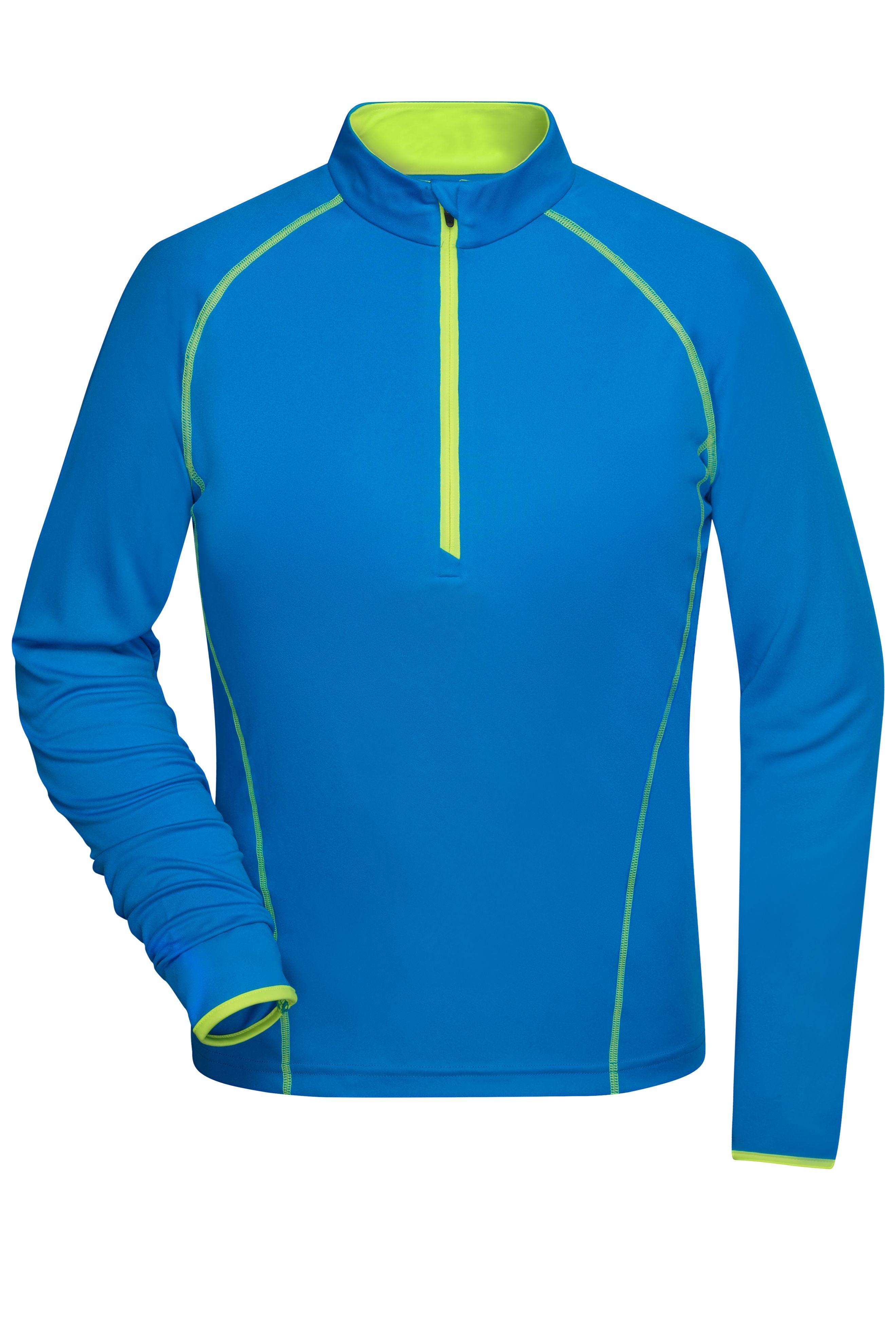JN497 - Ladies' Sports Shirt Longsleeve in bright-blue/bright-yellow Größe XS von Daiber
