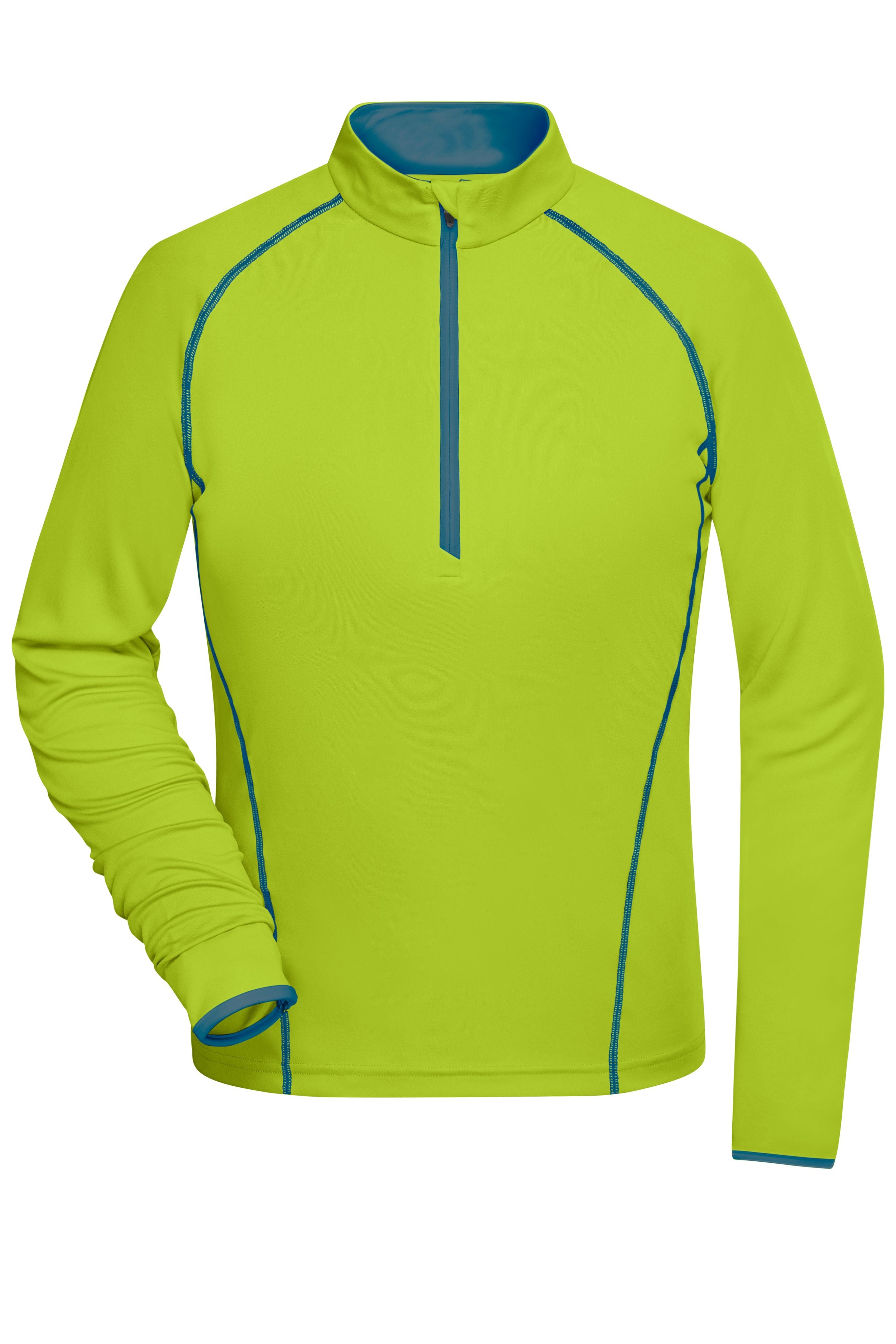 JN497 - Ladies' Sports Shirt Longsleeve in bright-yellow/bright-blue Größe XS von Daiber