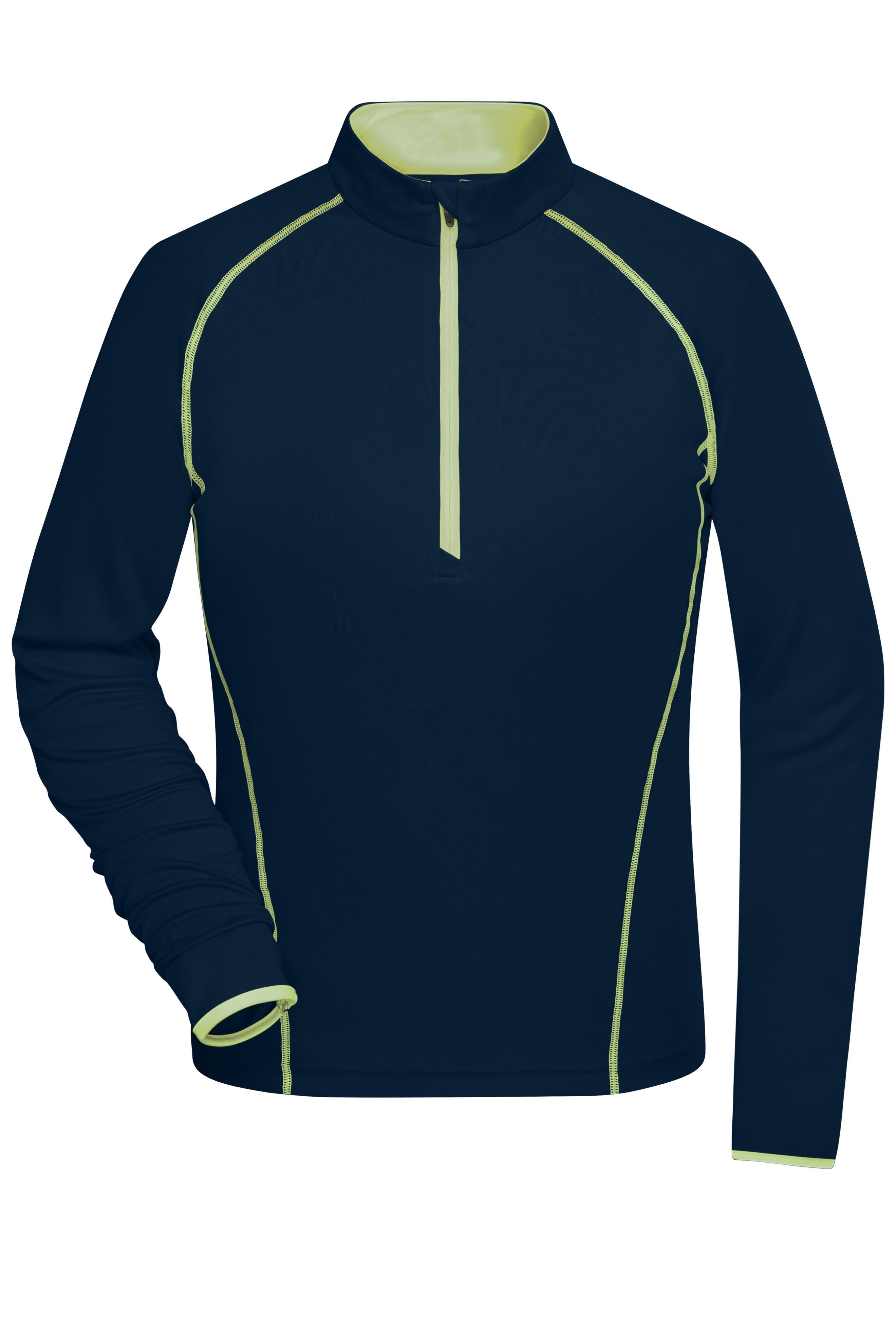 JN497 - Ladies' Sports Shirt Longsleeve in navy/bright-yellow Größe XS von Daiber