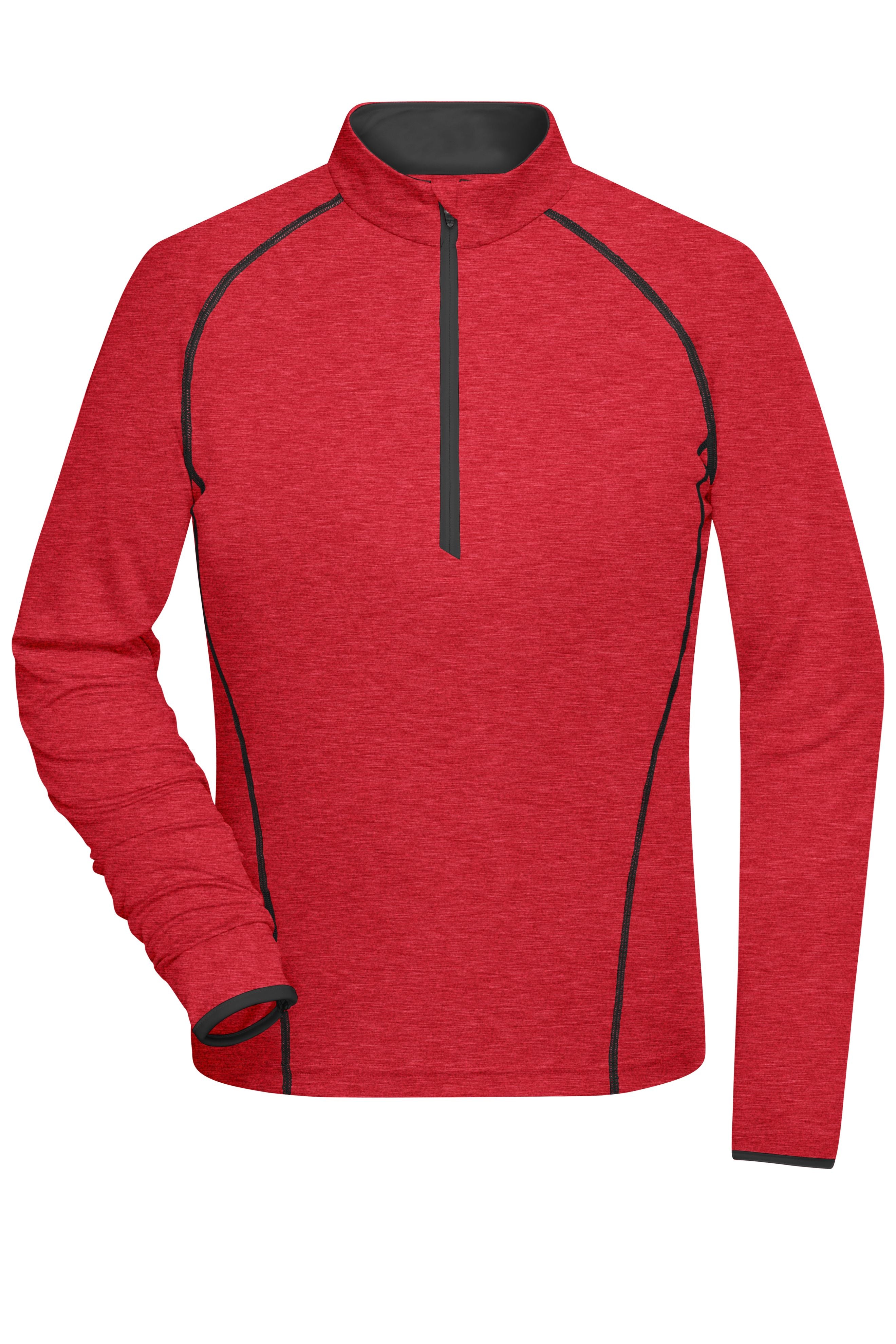 JN497 - Ladies' Sports Shirt Longsleeve in red-melange/titan Größe XS von Daiber