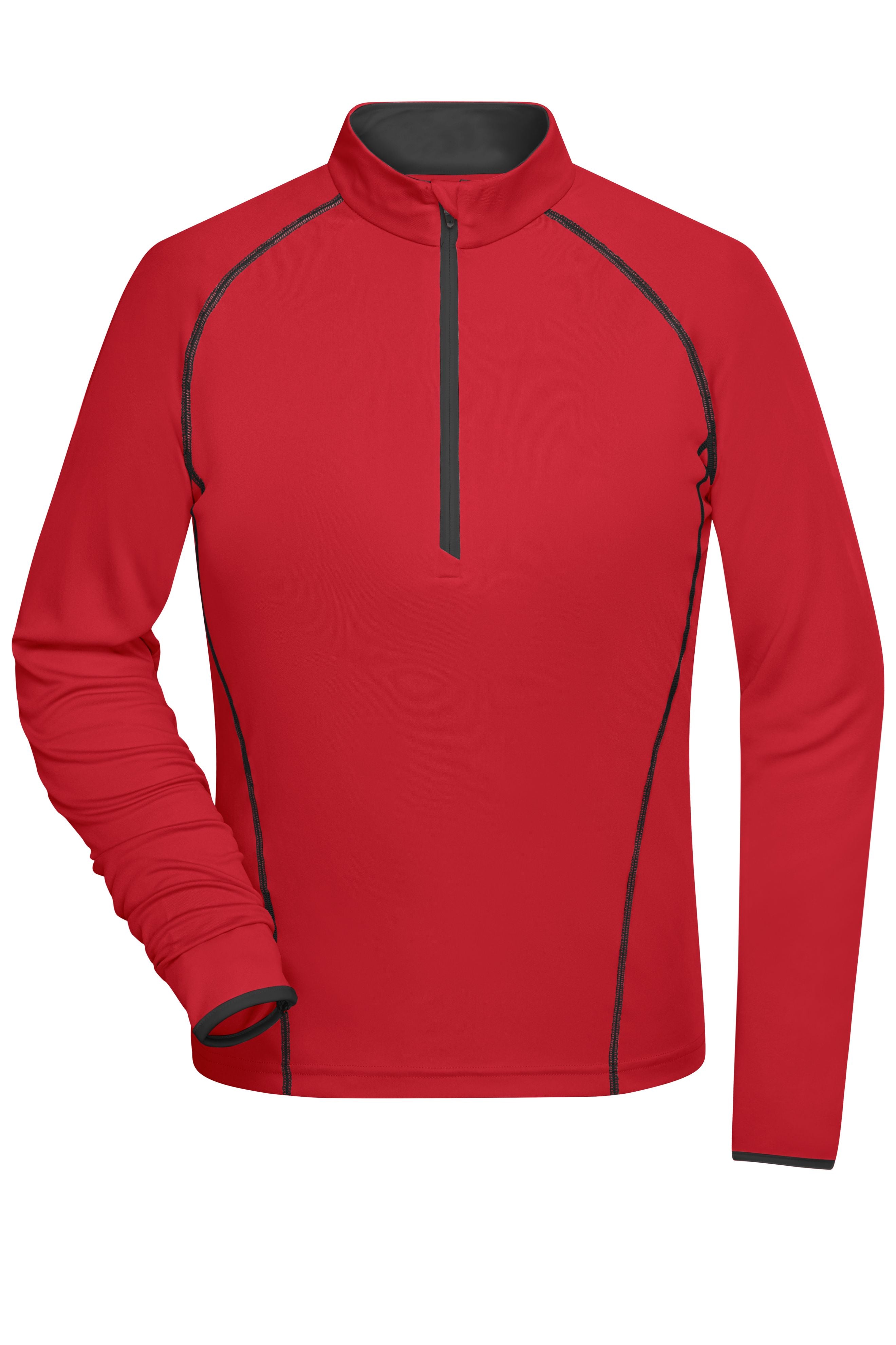 JN497 - Ladies' Sports Shirt Longsleeve in red/black Größe XS von Daiber