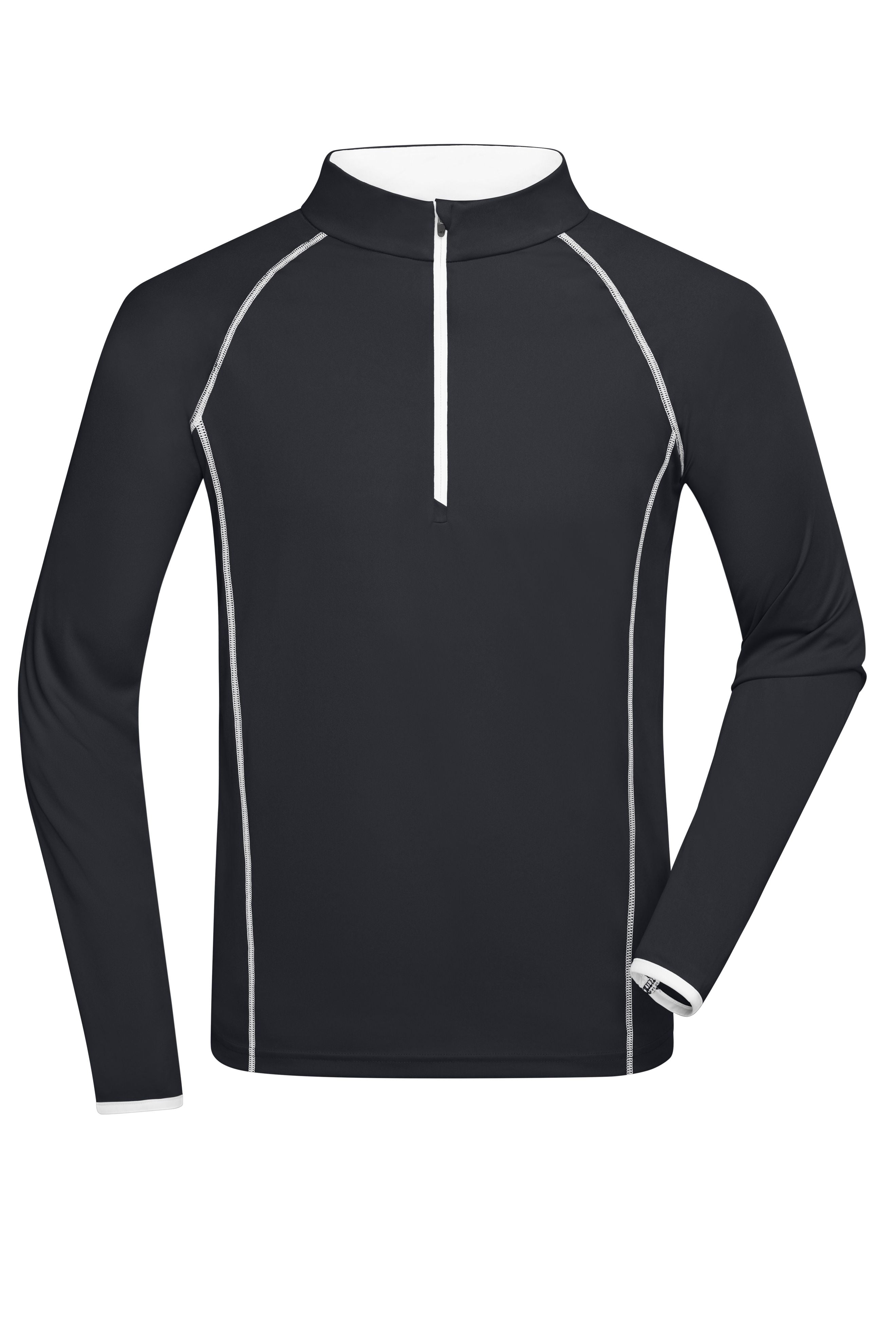JN498 - Men's Sports Shirt Longsleeve in black/white Größe S von Daiber