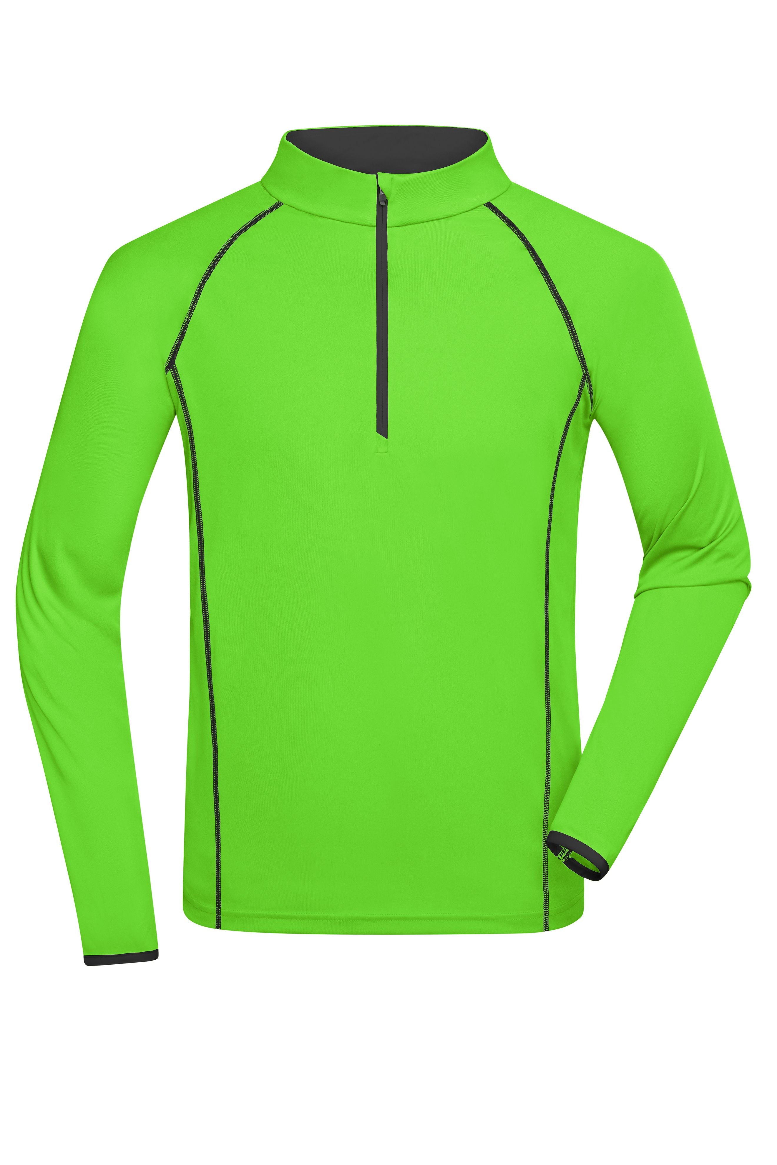 JN498 - Men's Sports Shirt Longsleeve in bright-green/black Größe S von Daiber
