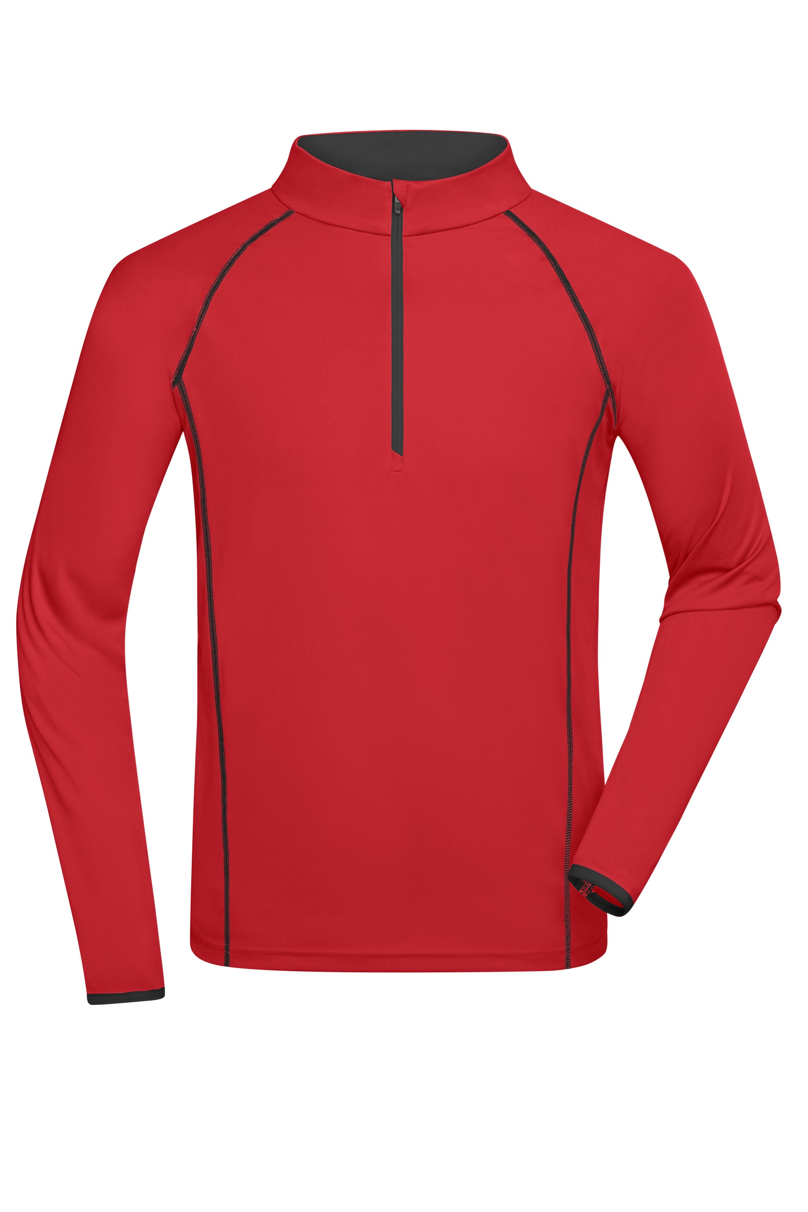 JN498 - Men's Sports Shirt Longsleeve in red/black Größe S von Daiber
