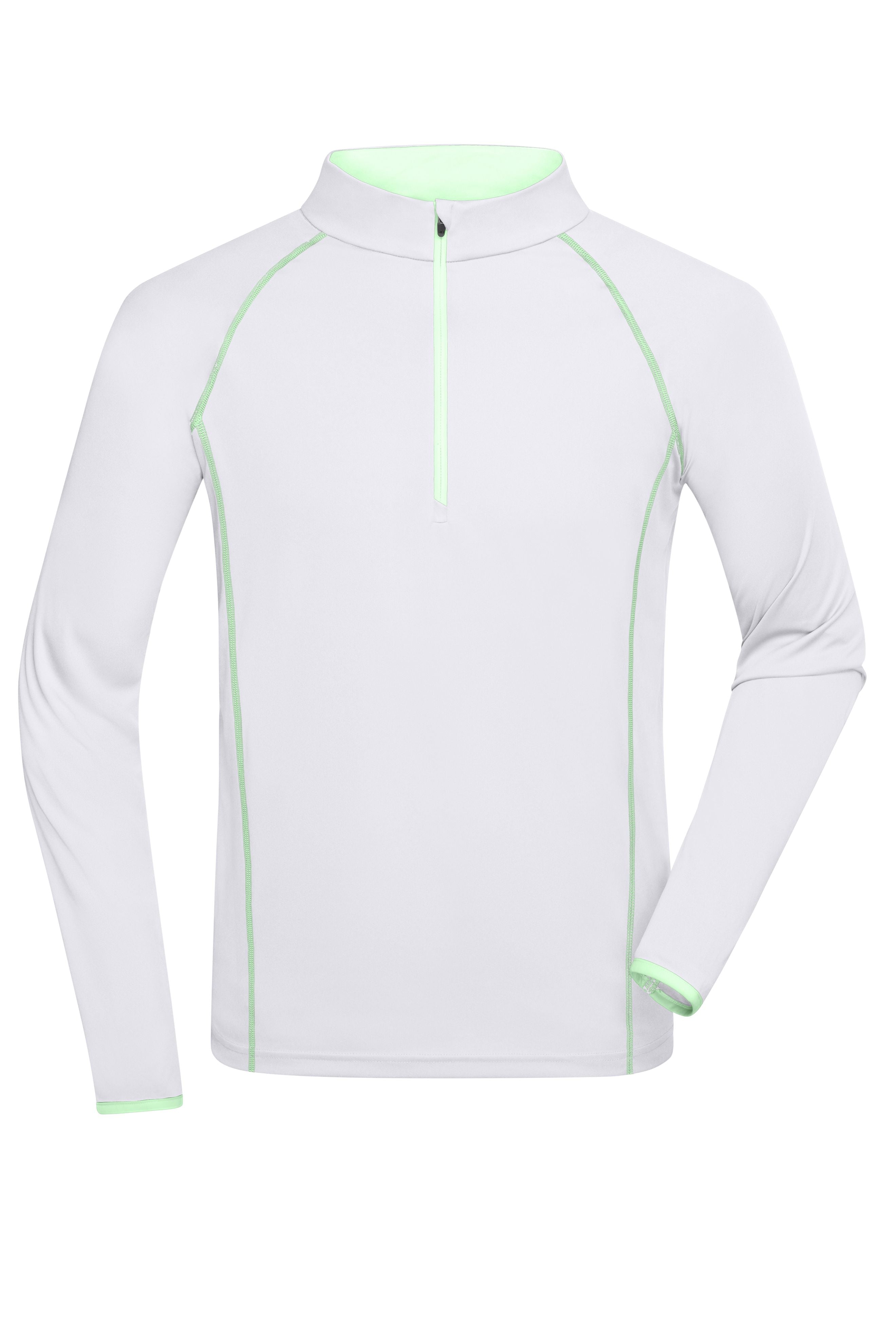JN498 - Men's Sports Shirt Longsleeve in white/bright-green Größe S von Daiber