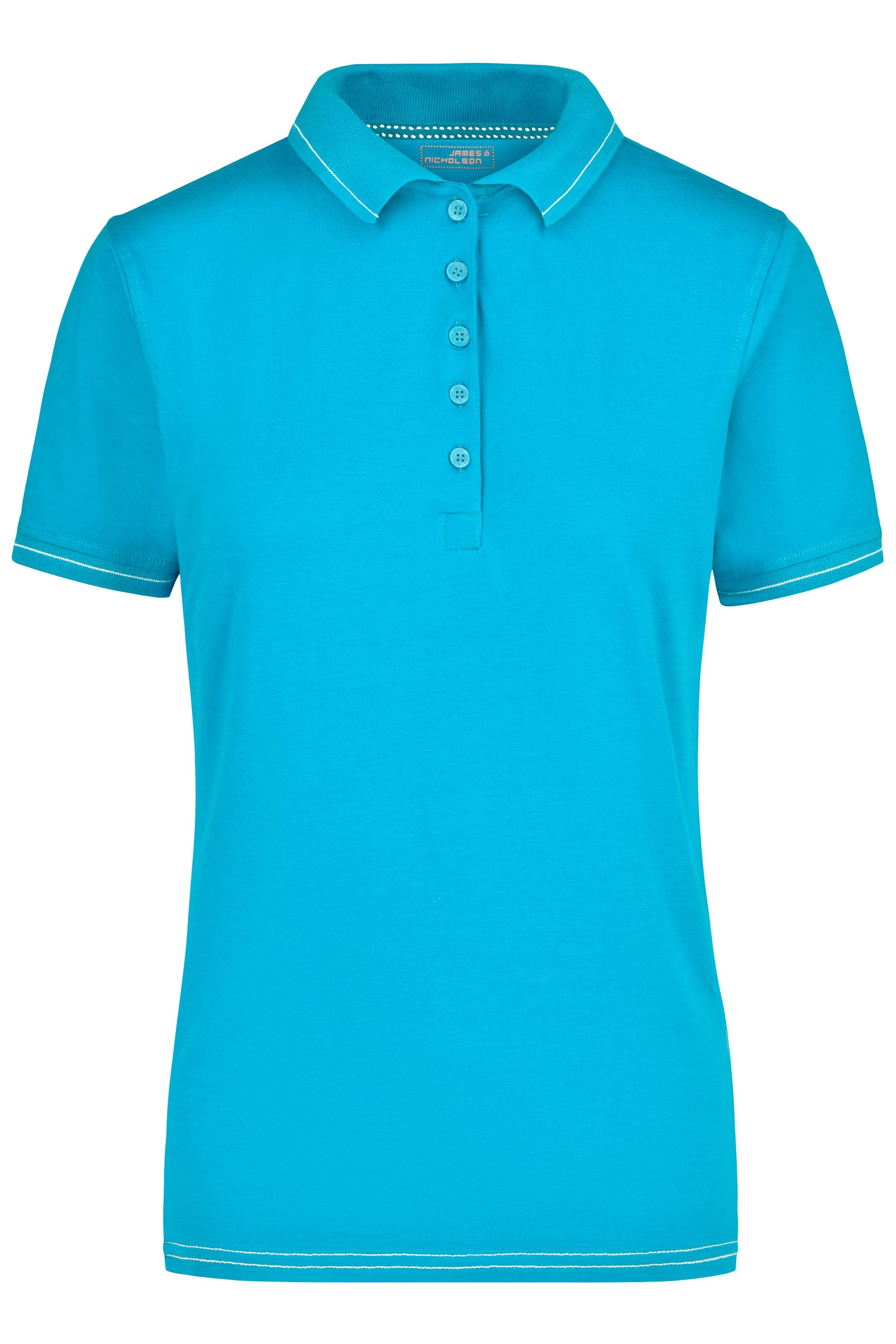 JN568 - Ladies' Elastic Polo in aqua/white Größe S von Daiber