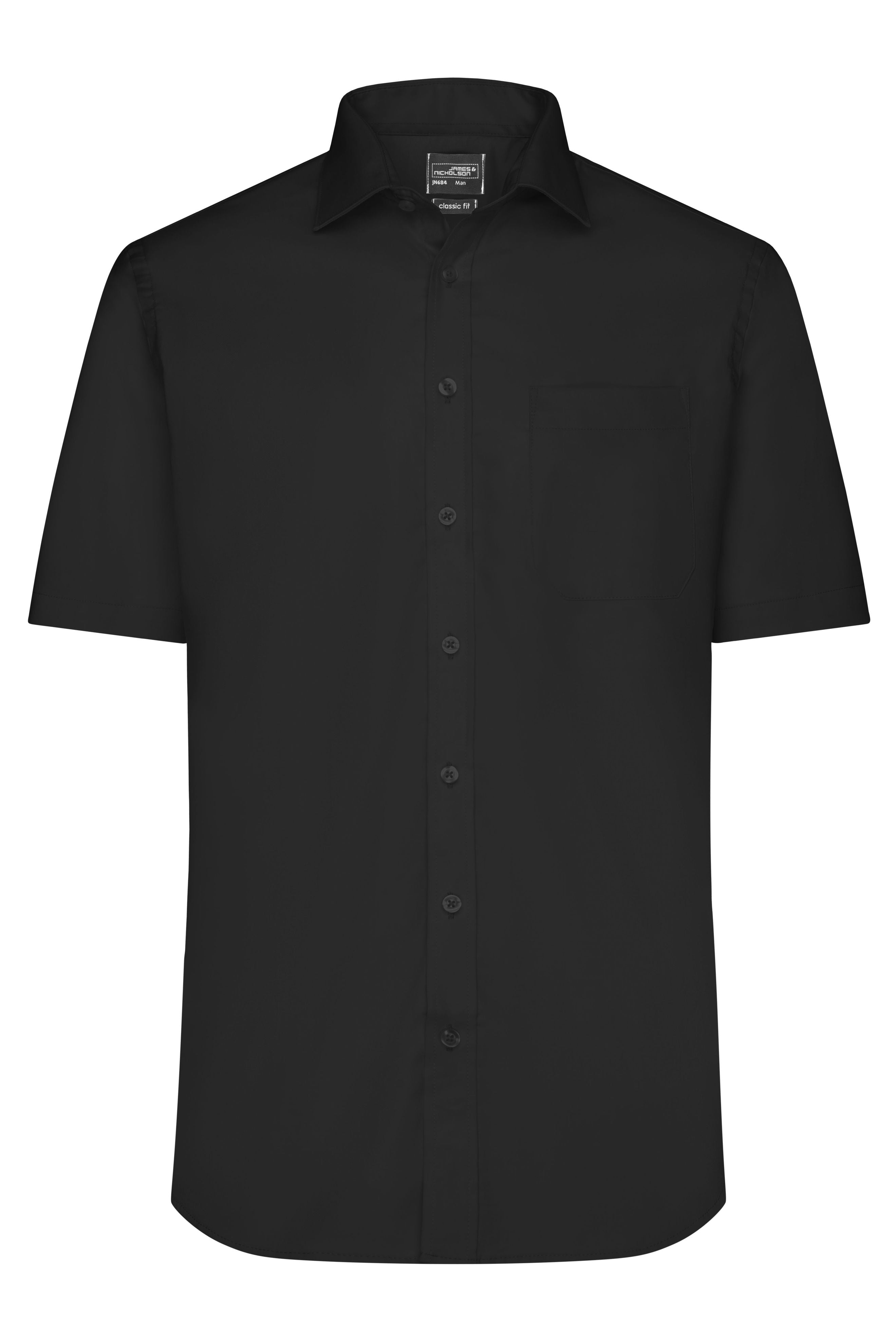 JN684 - Men's Shirt Shortsleeve Micro-Twill in black Größe S von Daiber