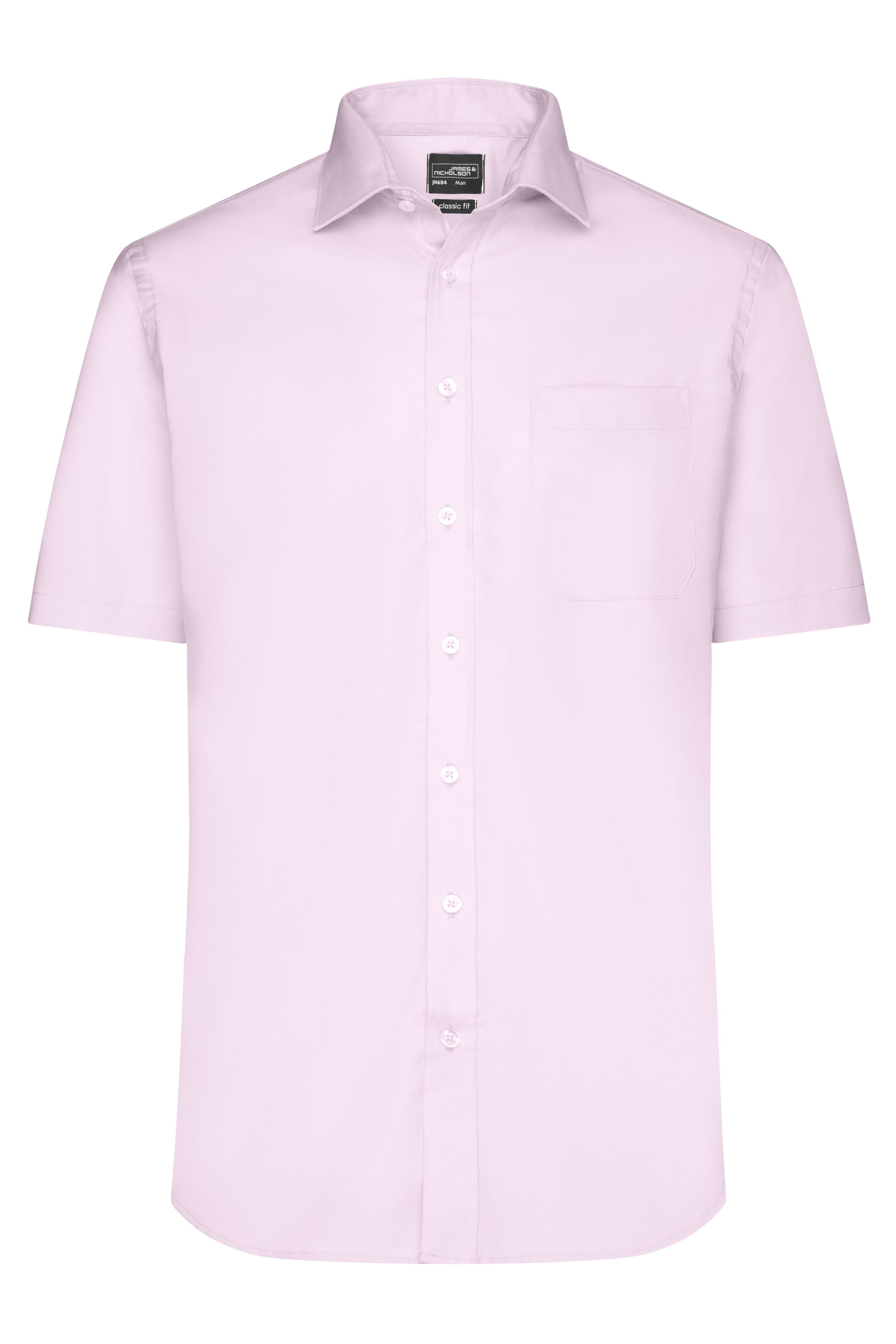 JN684 - Men's Shirt Shortsleeve Micro-Twill in light-pink Größe S von Daiber