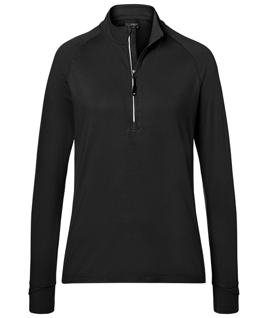 JN787 - Ladies' Sports  Shirt Half-Zip in black Größe XS von Daiber