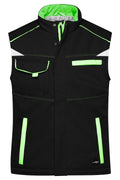 JN854 - Workwear Softshell Padded Vest - COLOR - in black/lime-green Größe XS von Daiber