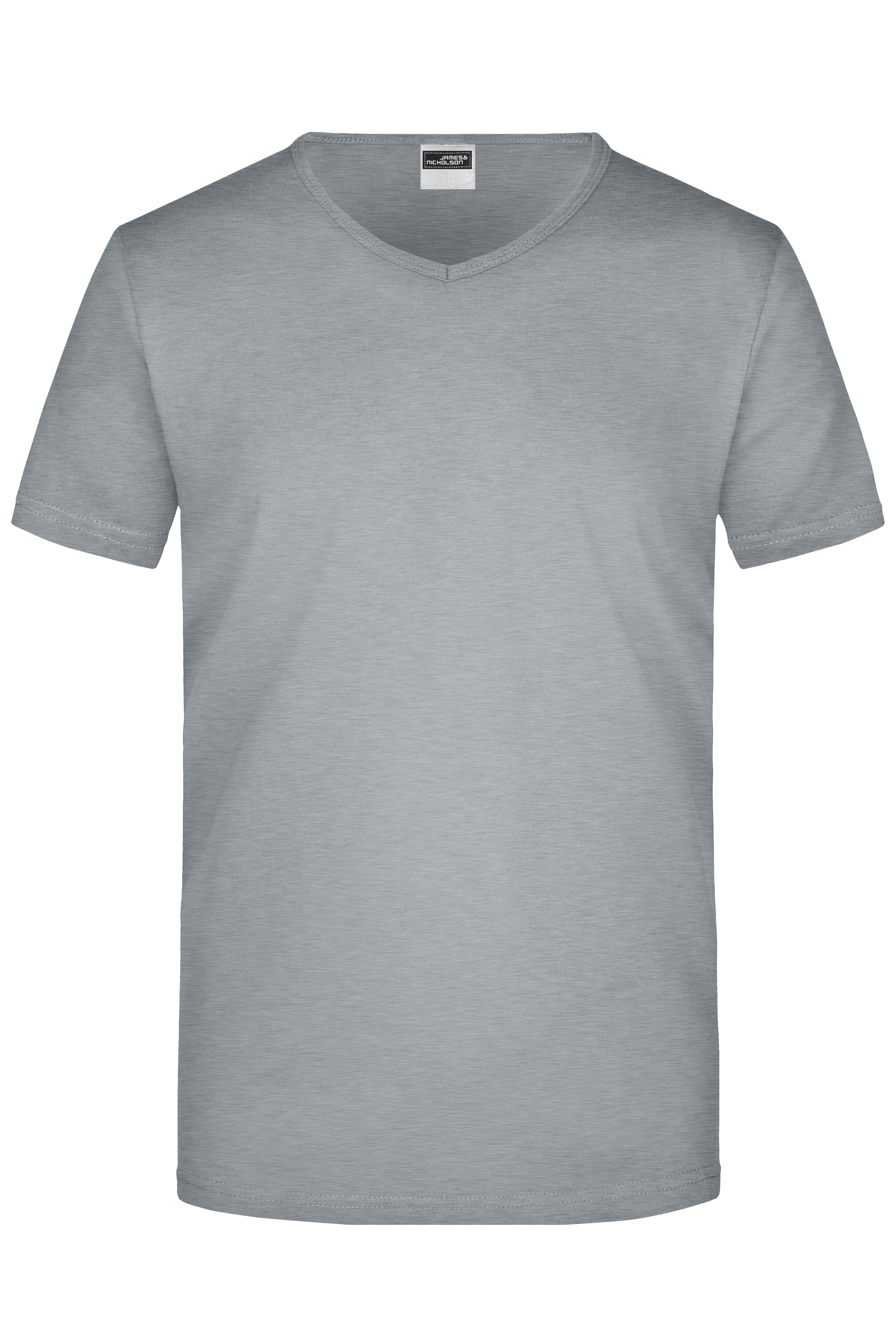 JN912 - Men's Slim Fit V-T in grey-heather Größe S von Daiber