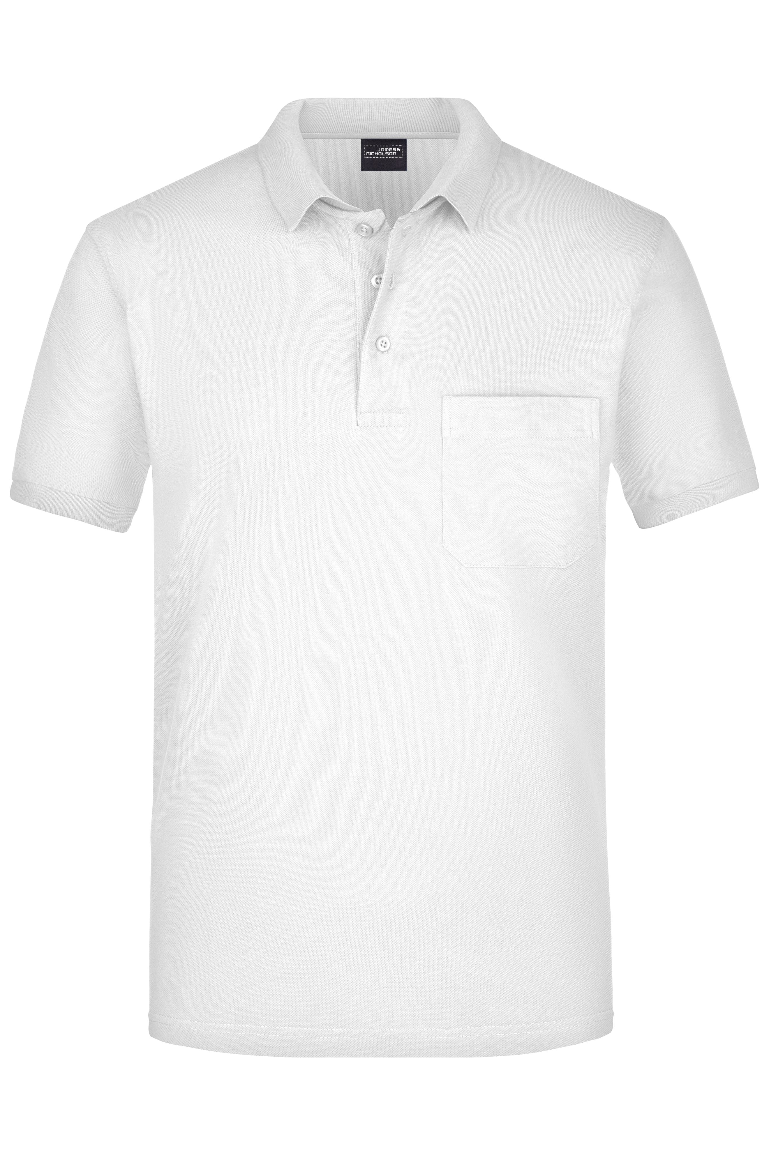 JN922 - Men's Polo Pocket in white Größe S von Daiber