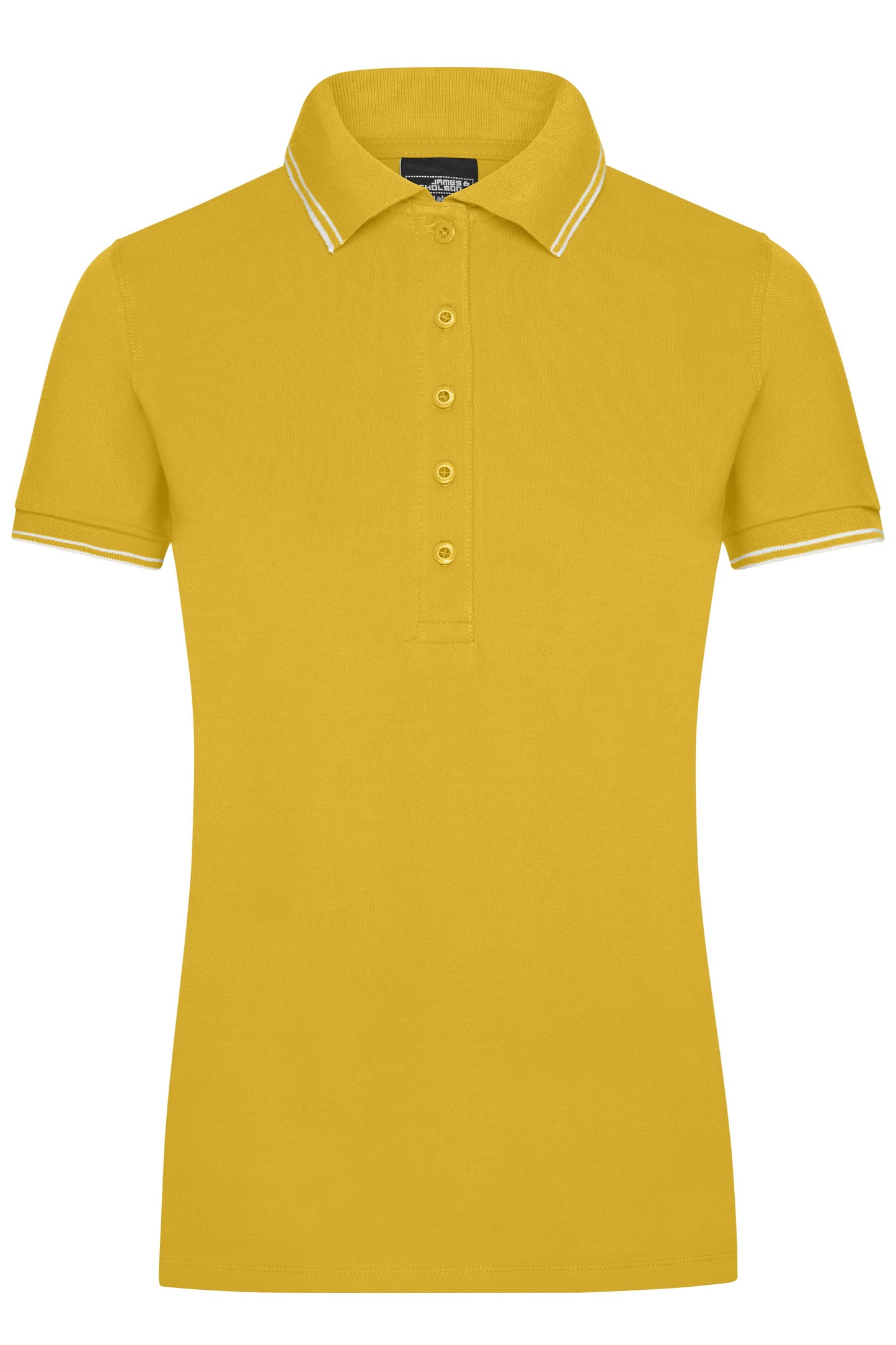 JN985 - Ladies' Polo in sun-yellow/white Größe S von Daiber