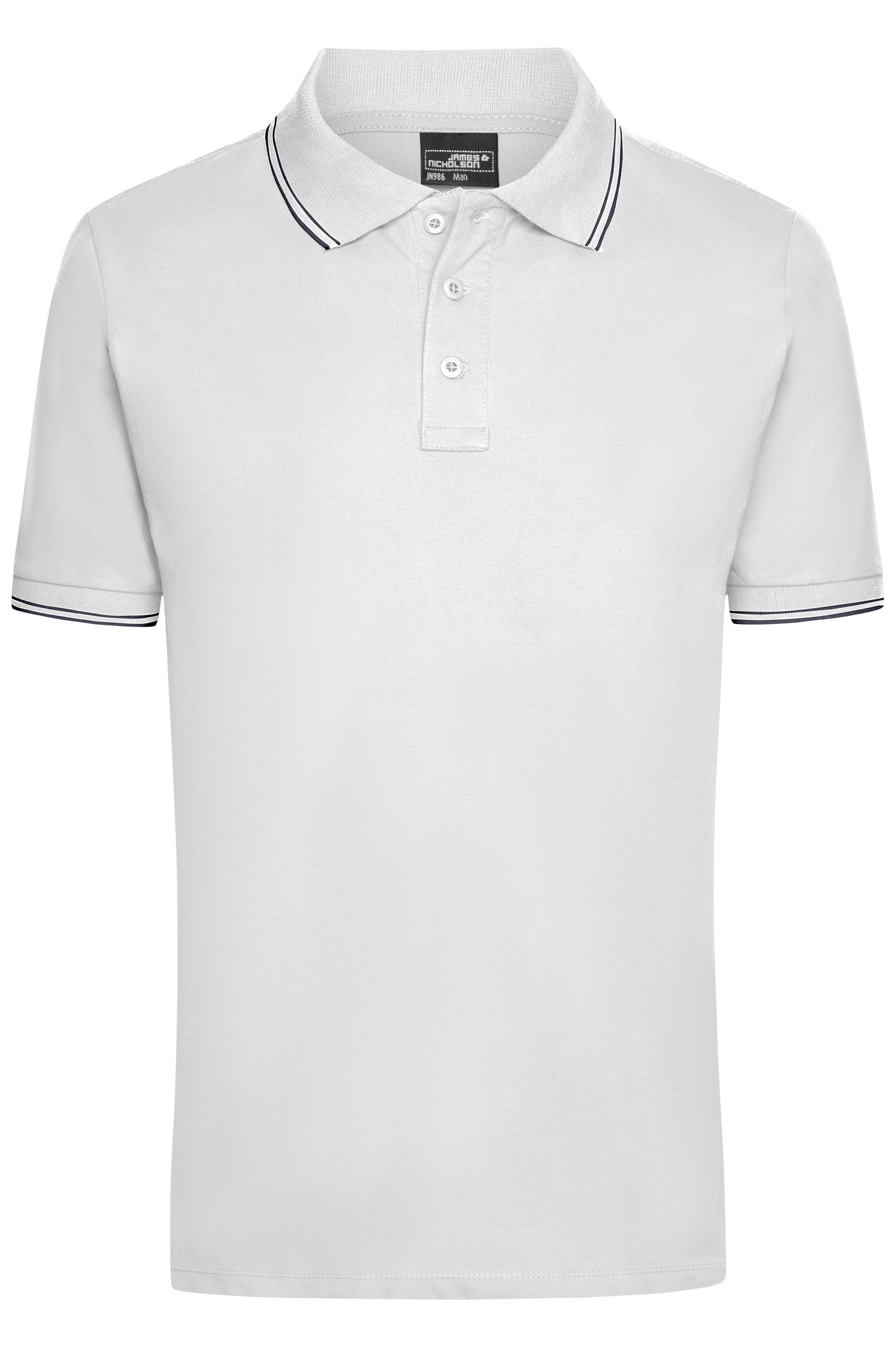 JN986 - Men's Polo in white/navy Größe S von Daiber