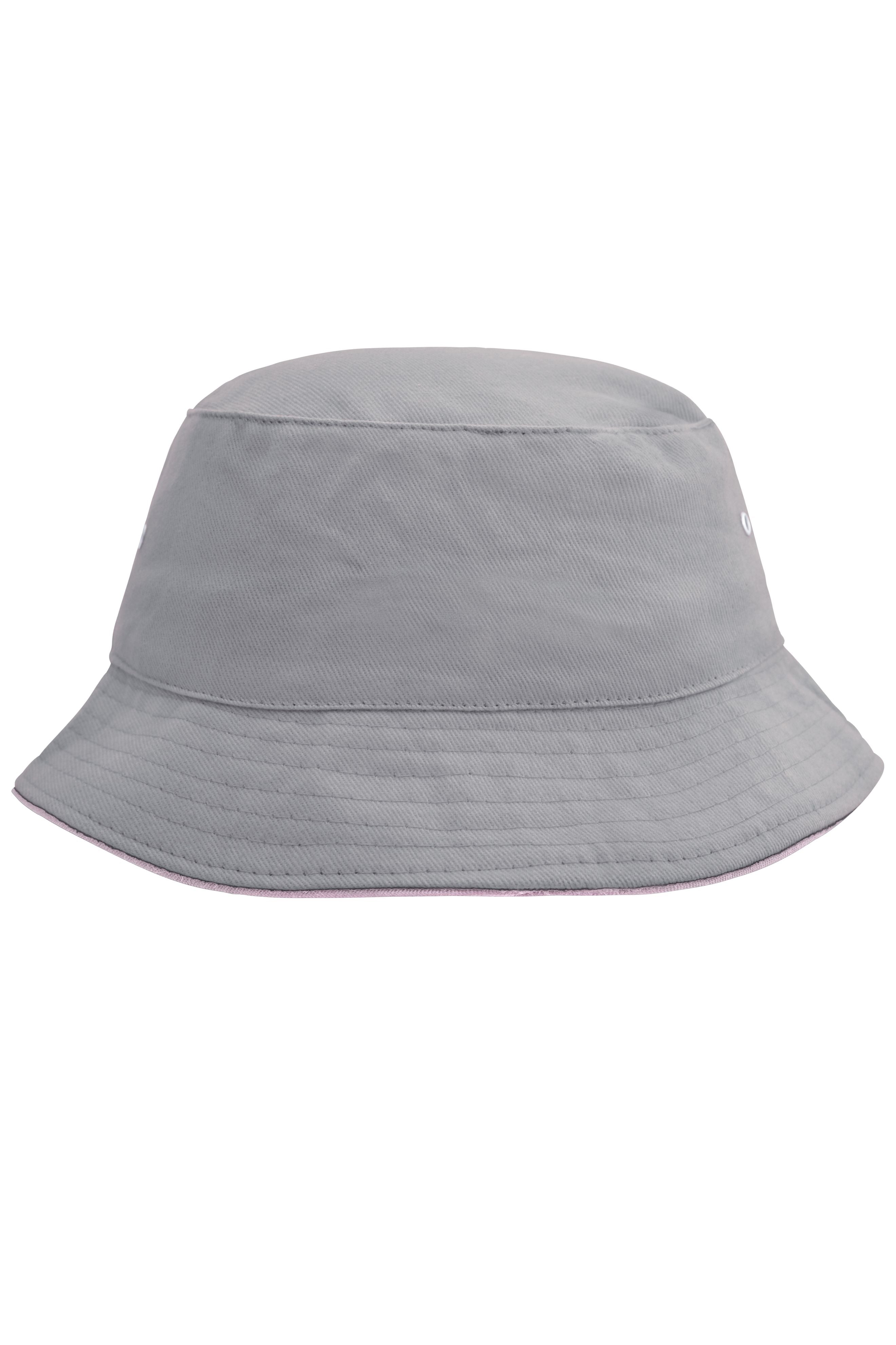 MB012 - Fisherman Piping Hat in grey/light-rosa Größe S/M von Daiber