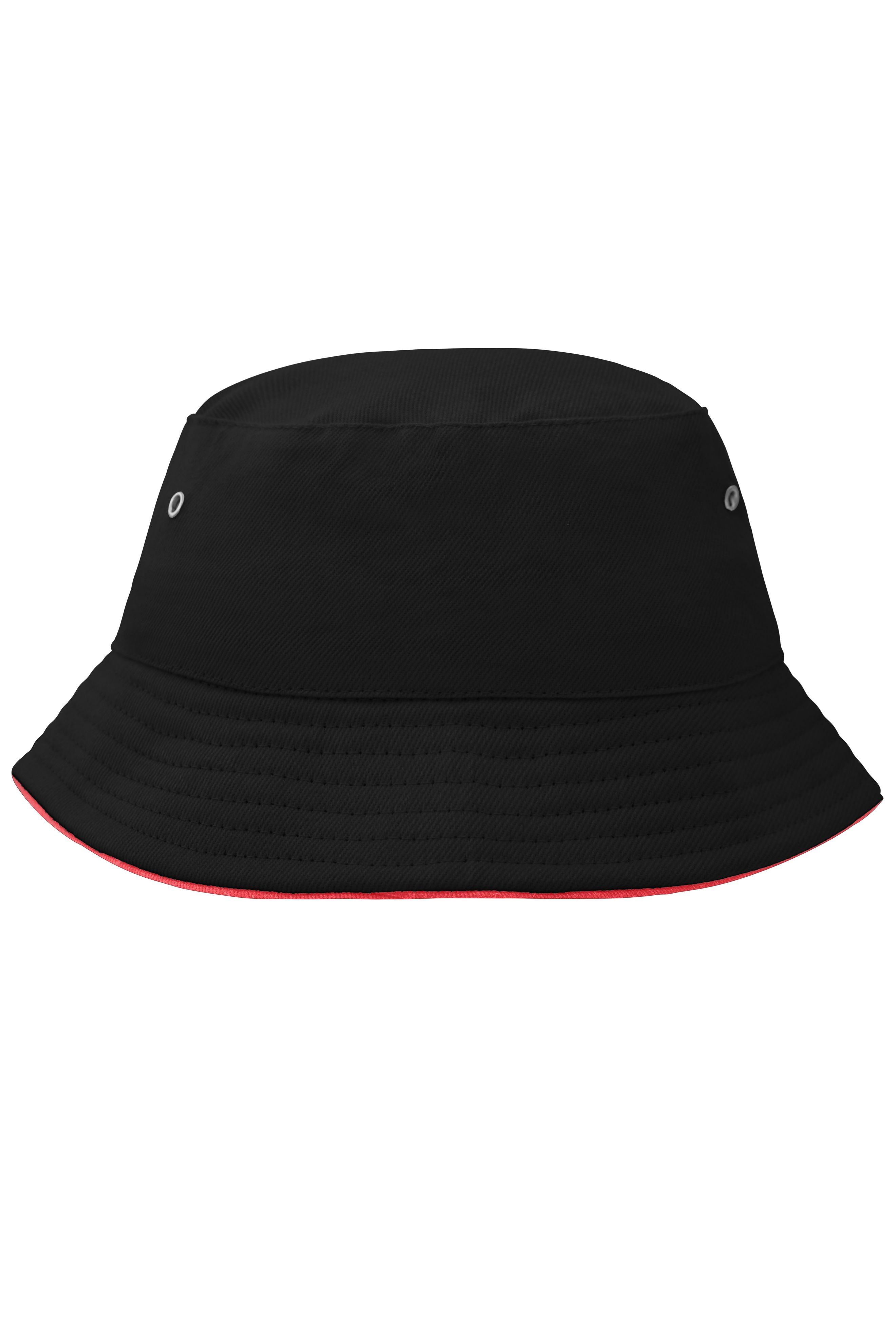 MB013 - Fisherman Piping Hat for Kids in black/red Größe one size von Daiber