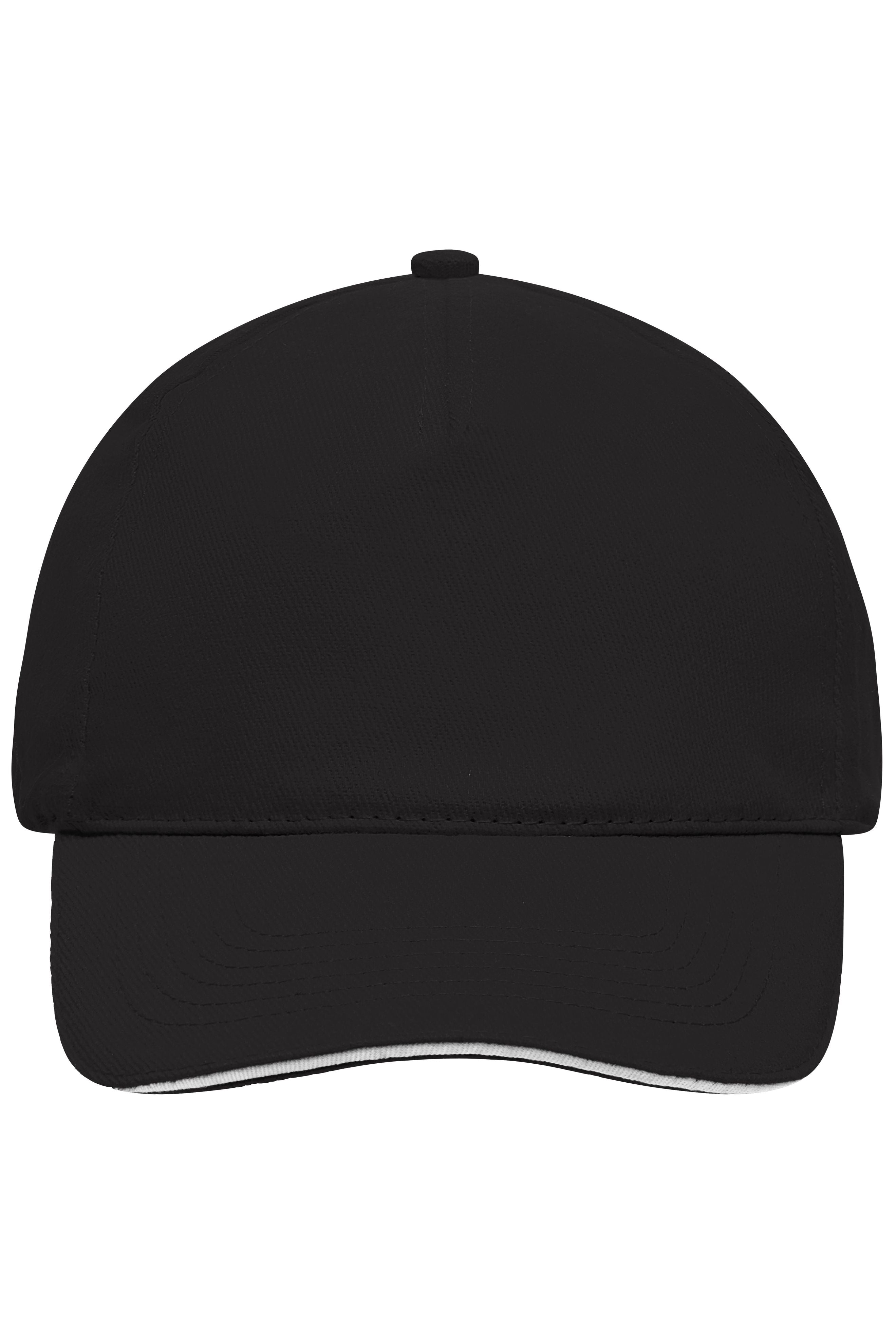 MB035 - 5 Panel Sandwich Cap in black/white Größe one size von Daiber
