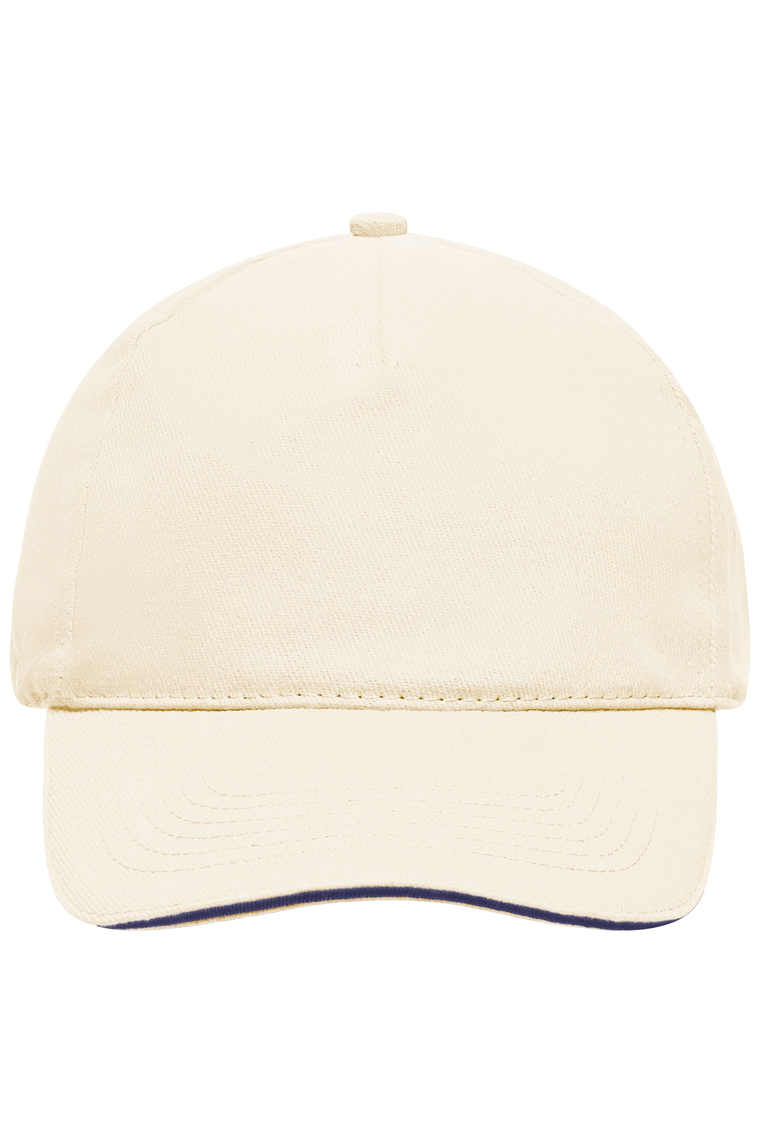 MB035 - 5 Panel Sandwich Cap in natural/navy Größe one size von Daiber