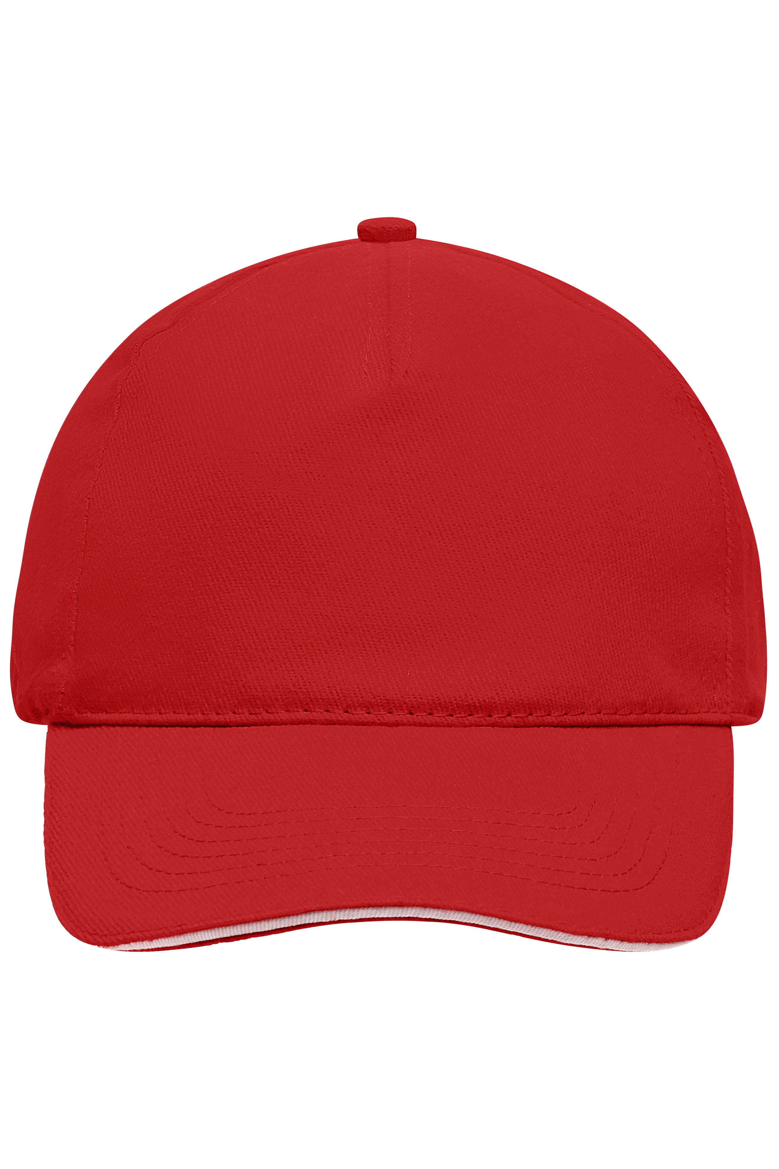 MB035 - 5 Panel Sandwich Cap in red/white Größe one size von Daiber
