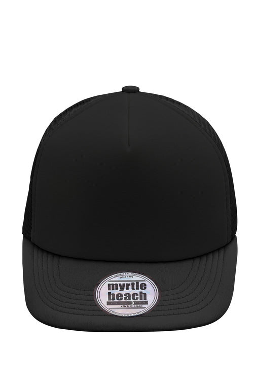 MB6207 - 5 Panel Flat Peak Cap in black/black Größe one size von Daiber
