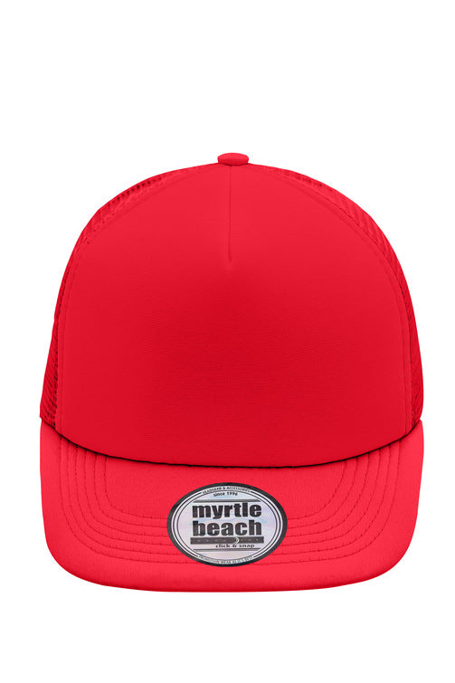 MB6207 - 5 Panel Flat Peak Cap in red/red Größe one size von Daiber