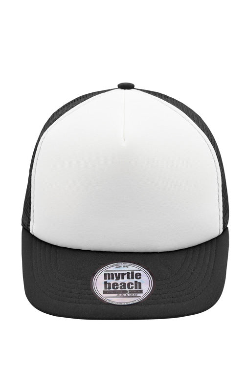 MB6207 - 5 Panel Flat Peak Cap in white/black Größe one size von Daiber