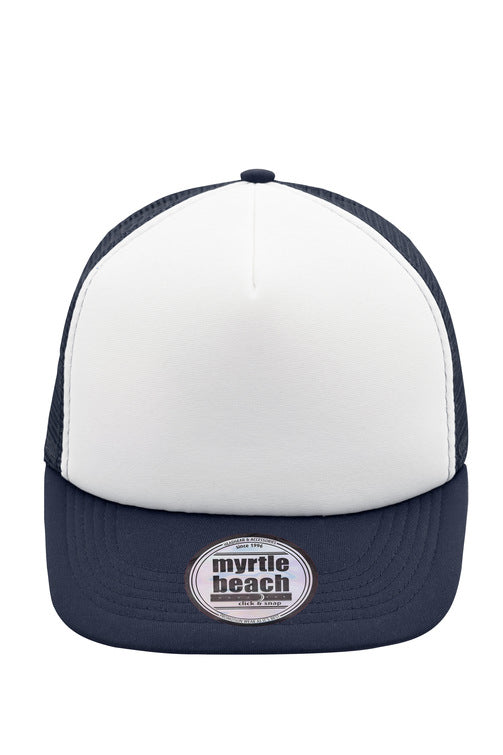 MB6207 - 5 Panel Flat Peak Cap in white/navy Größe one size von Daiber