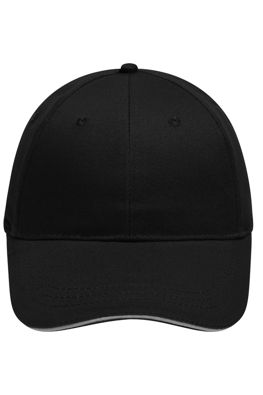 MB6212 - 6 Panel Brushed Sandwich Cap in black/light-grey Größe one size von Daiber