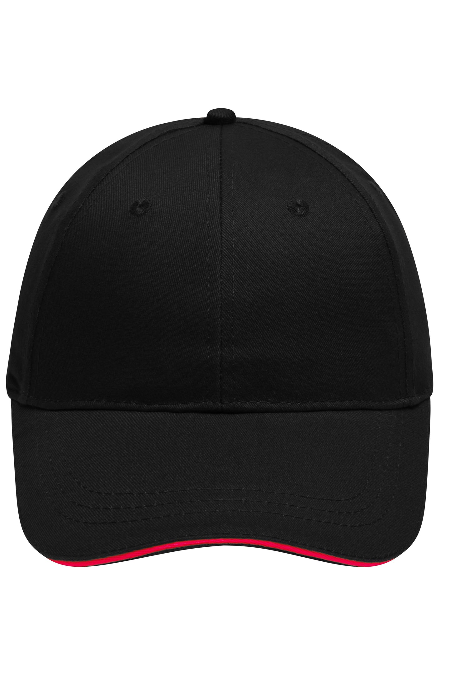 MB6212 - 6 Panel Brushed Sandwich Cap in black/red Größe one size von Daiber