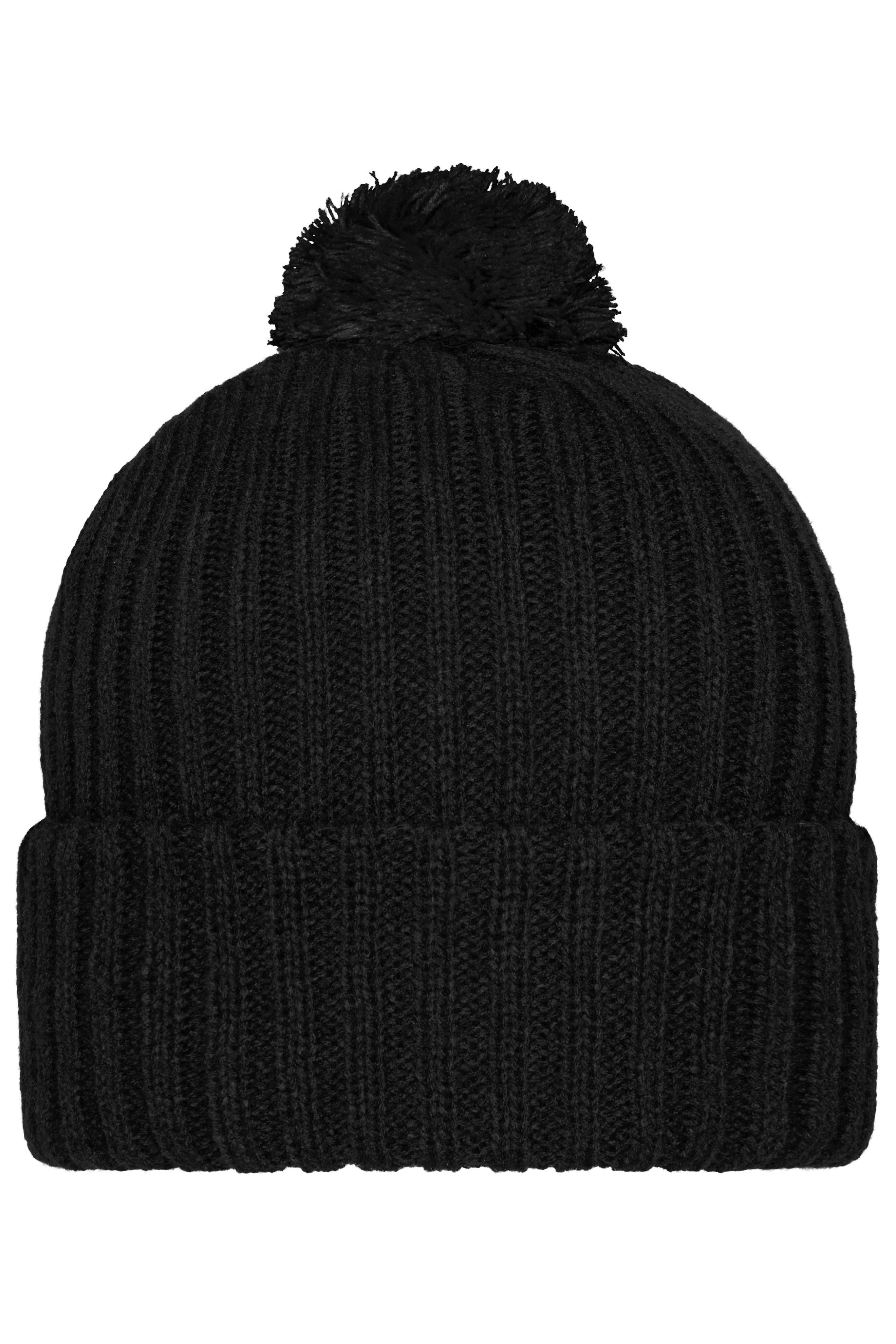 MB7540 - Knitted Cap with Pompon in black Größe one size von Daiber